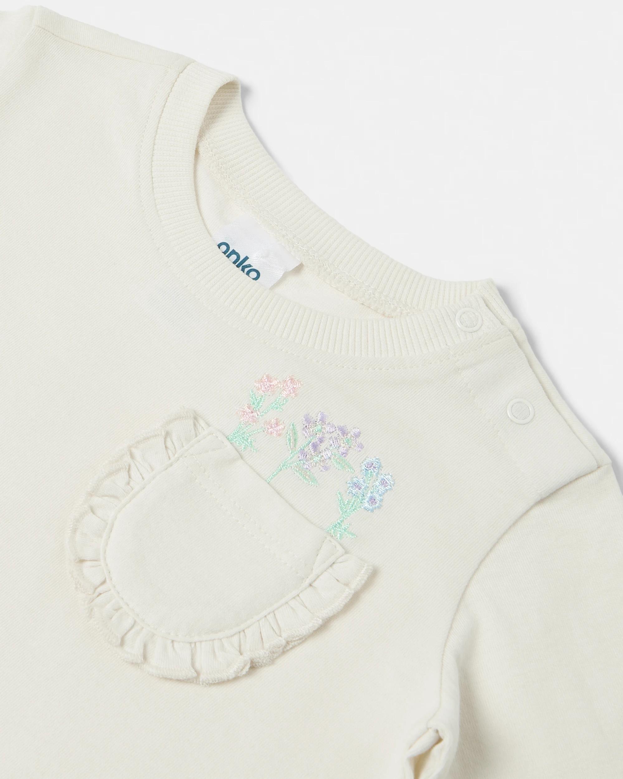 3 Cotton Long Sleeve Pocket T-shirt Wht Flrl, 3 of 3