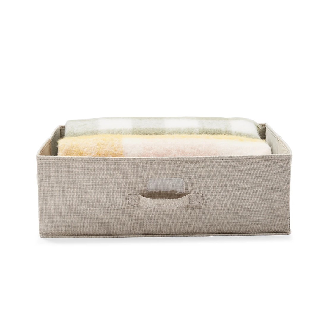 3 Linen Look Underbed Storage Box - Beige, 3 of 8