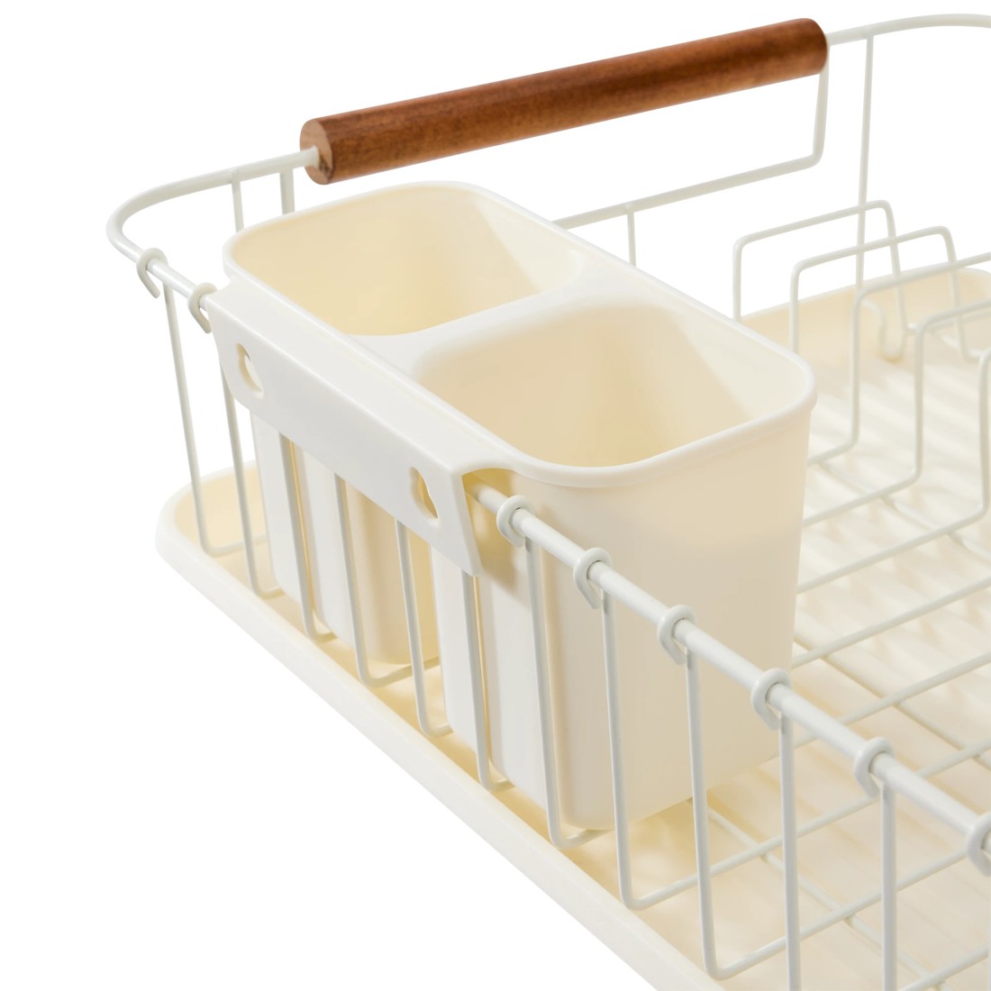 7 Off White Acacia Handle Dish Rack, 7 of 7