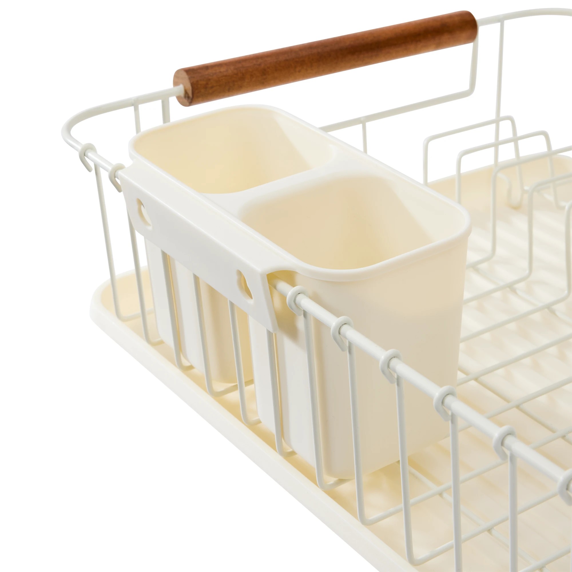 7 Off White Acacia Handle Dish Rack, 7 of 7