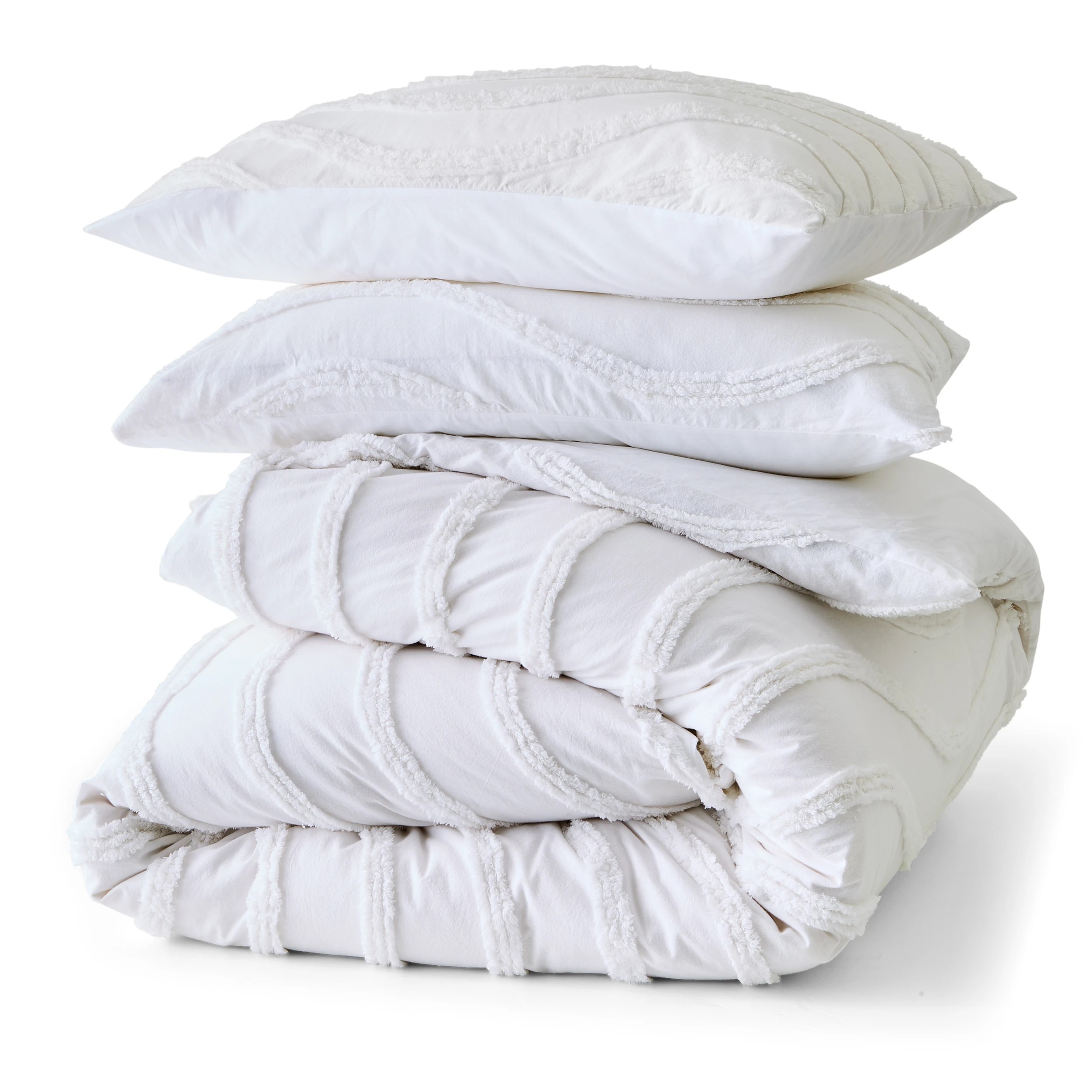 5 Amira Cotton Quilt Cover Set - King Bed, White, 5 of 6