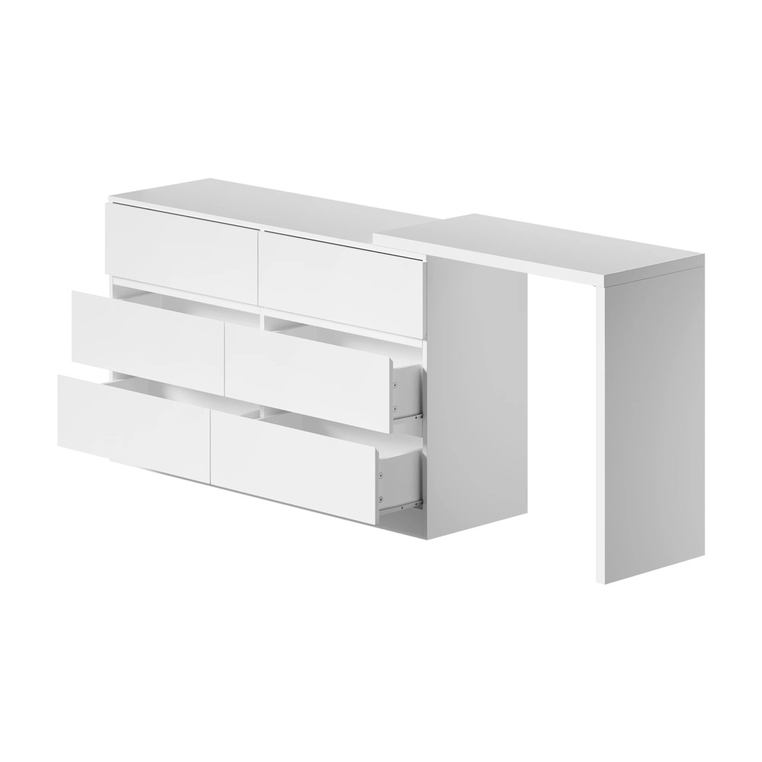 9 Oikiture 6 Chest Of Drawers Dresser With Side Table Storage
 - White, 9 of 9