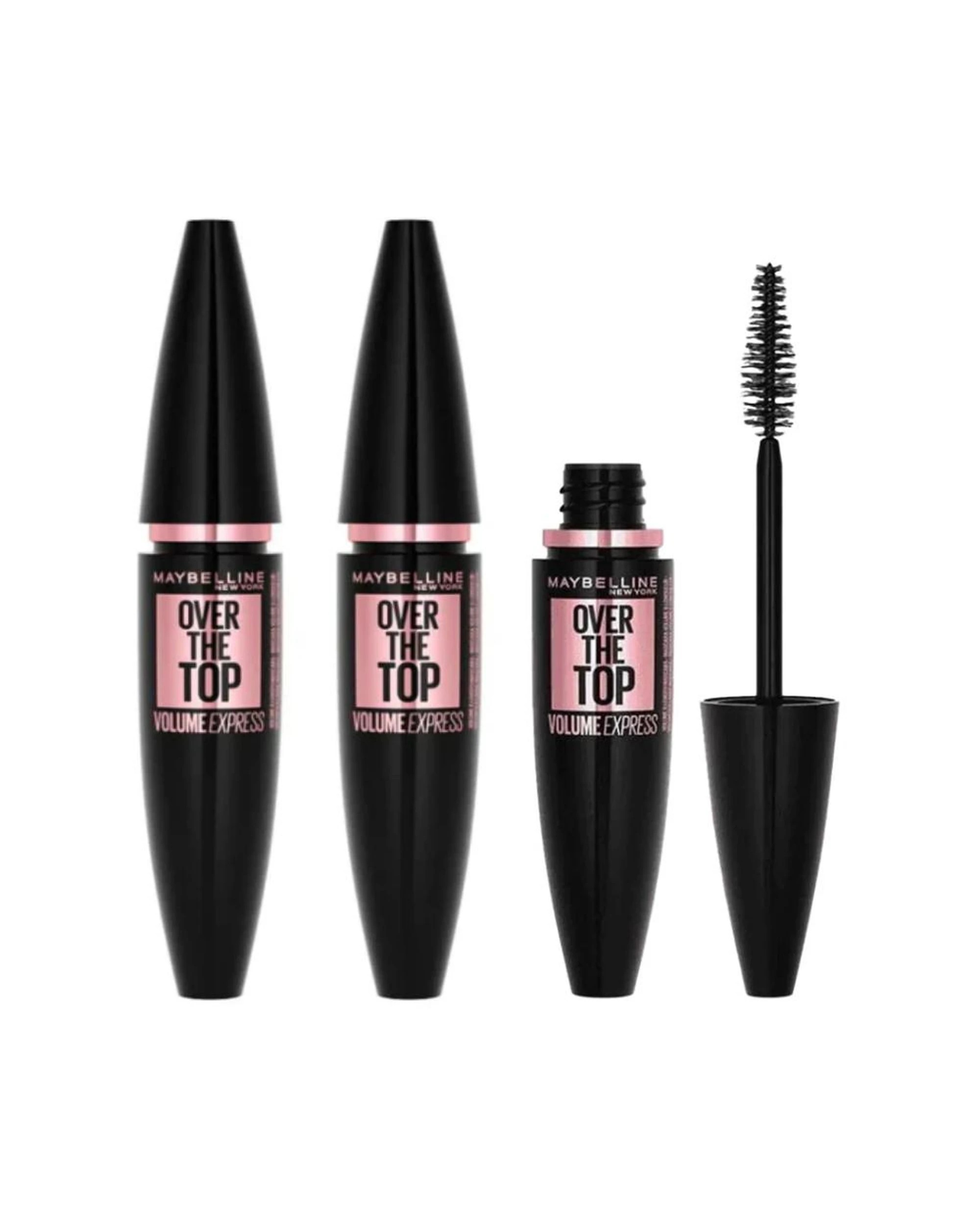1 3 x Maybelline Volume Express Over the Top Mascara 8.7mL - 01 Black - Black, 1 of 2