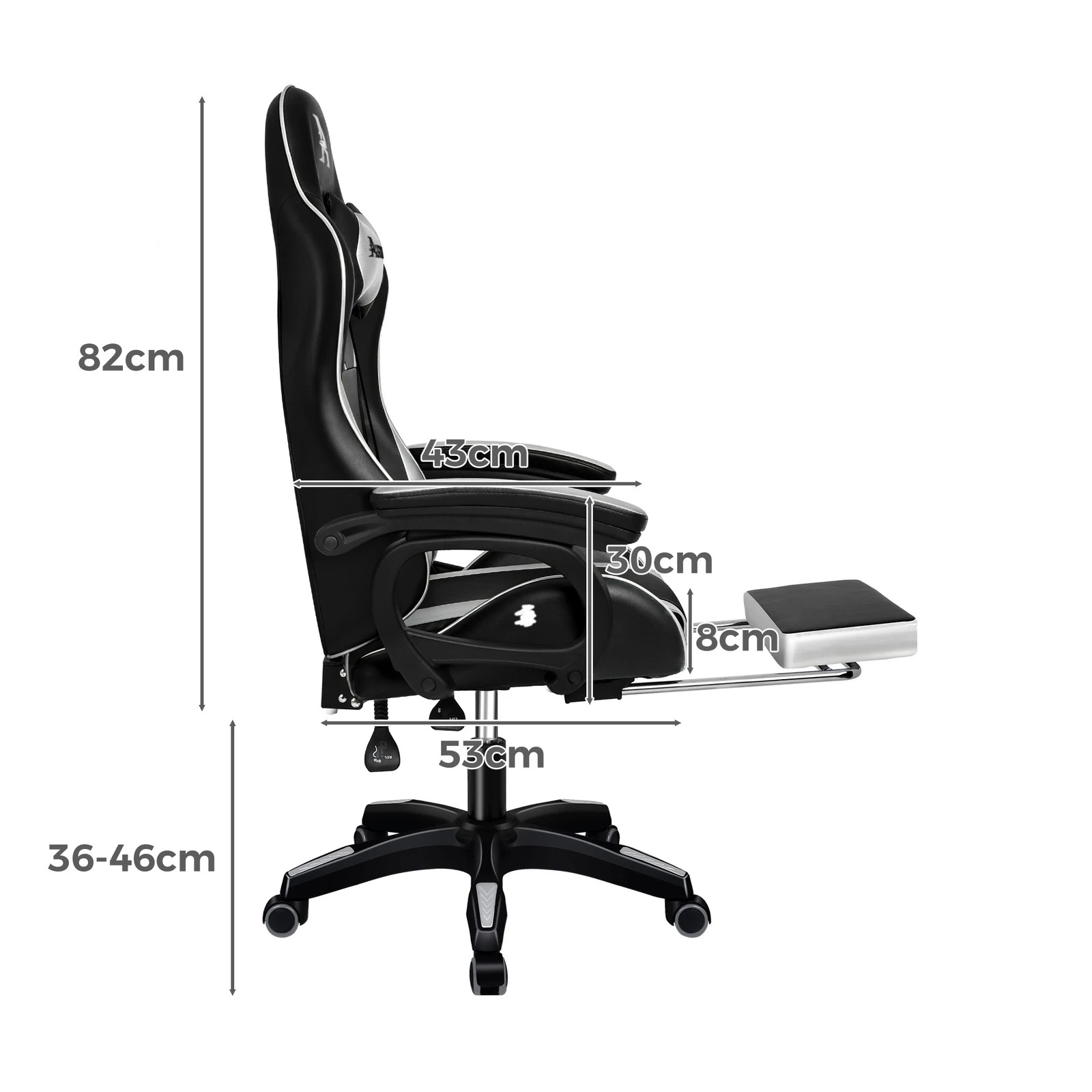 3 Alfordson Gaming Office Chair Racing Massage Computer Seat Footrest Leather - Black, 3 of 10