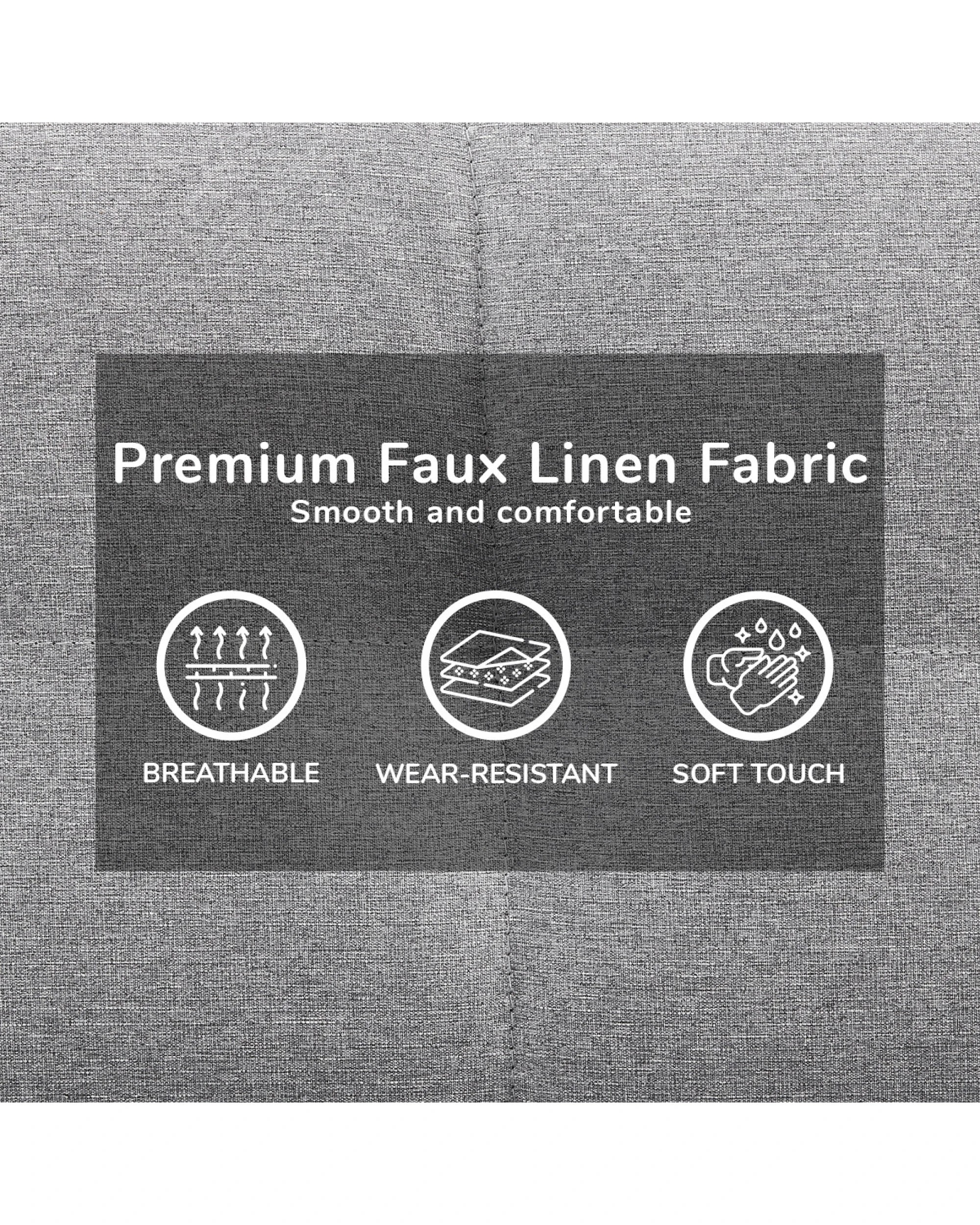 9 Sarantino 3 Seater Linen Couch Sofa Bed Lounge Futon - Light Grey, 9 of 10