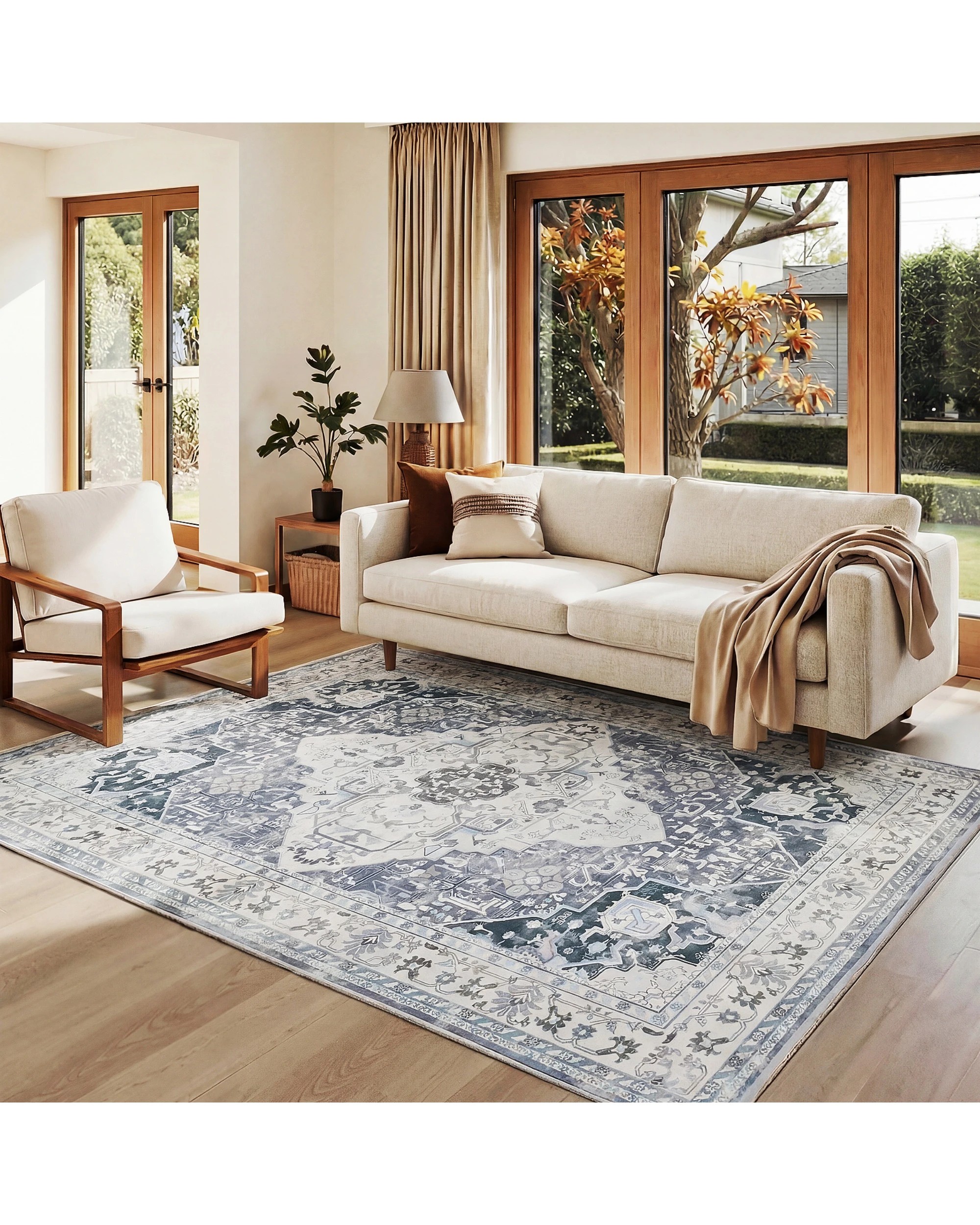 6 Advwin Large Floor Rug 160 x 230cm Vintage Thick Carpet - Grey, 6 of 7