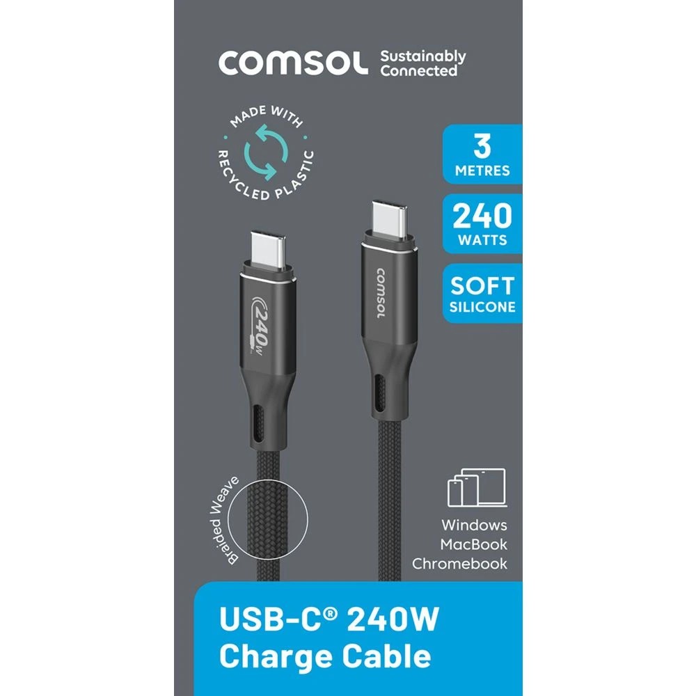 2 Comsol USB-C to USB-C Charge Cable 240W 3m, 2 of 4