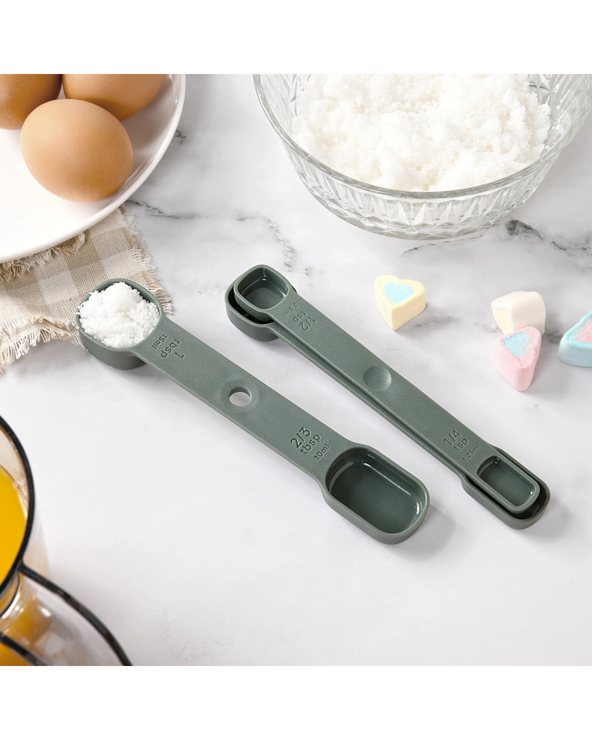2 Gourmet Kitchen Modern Nesting Measuring Spoon Set 17.5x3.3x3cm - Green, 2 of 9