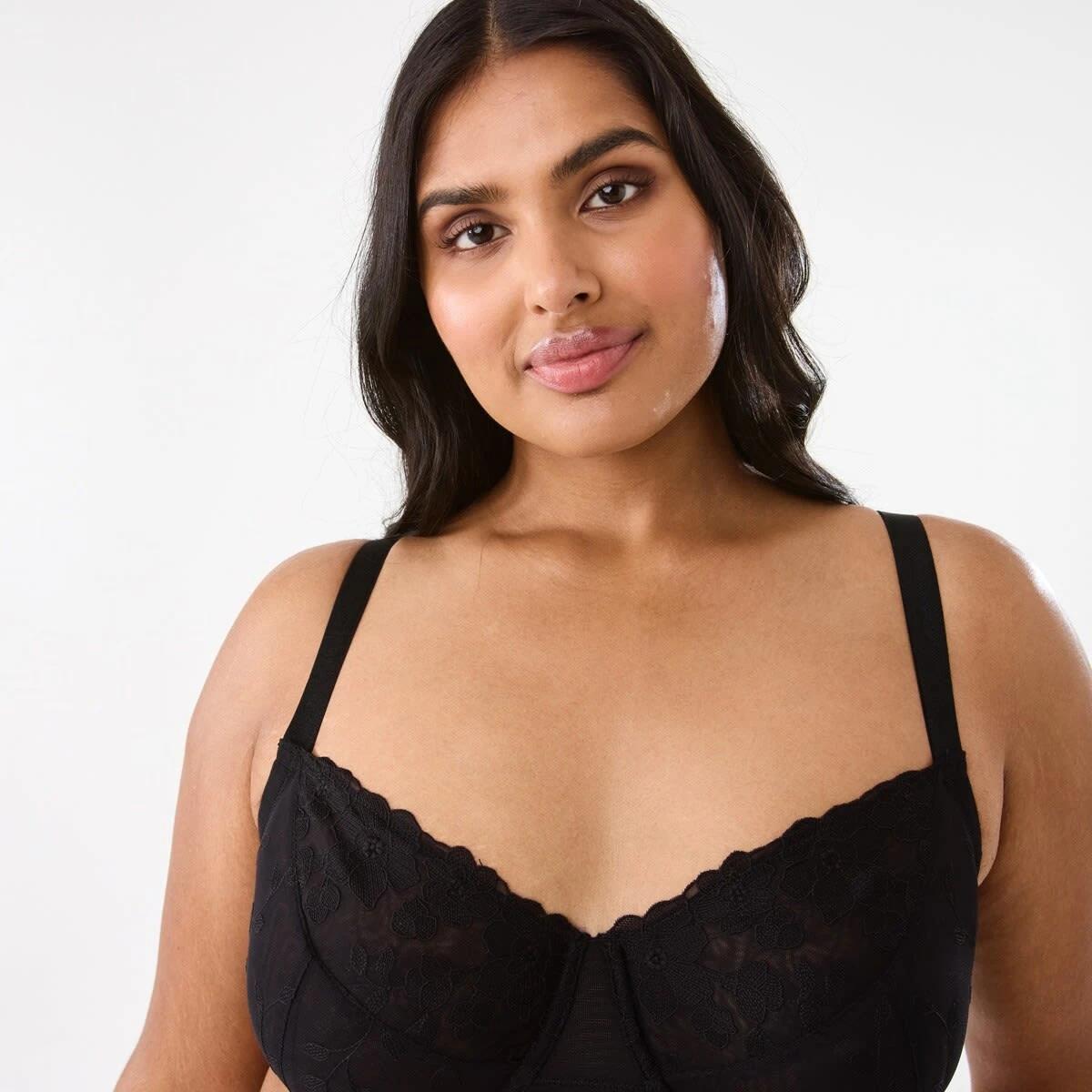 4 Full Figure Soft Cup Mesh Underwire Bra BLACK, 4 of 5