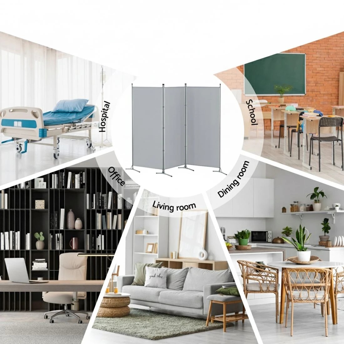 7 Artiss 3 Panel Room Divider Screen 260x180cm Fabric - Grey, 7 of 8