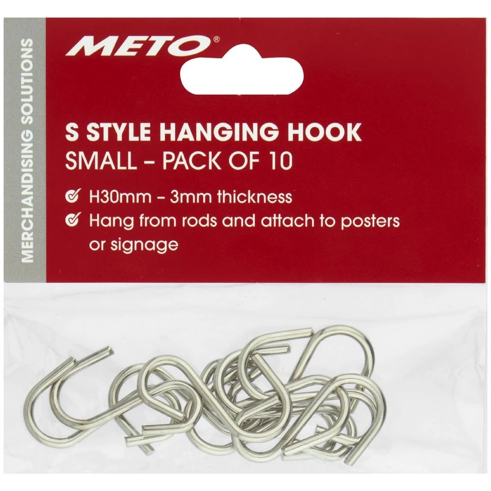 3 Meto S Hook Sign Hangers 30mm 10 Pack, 3 of 3