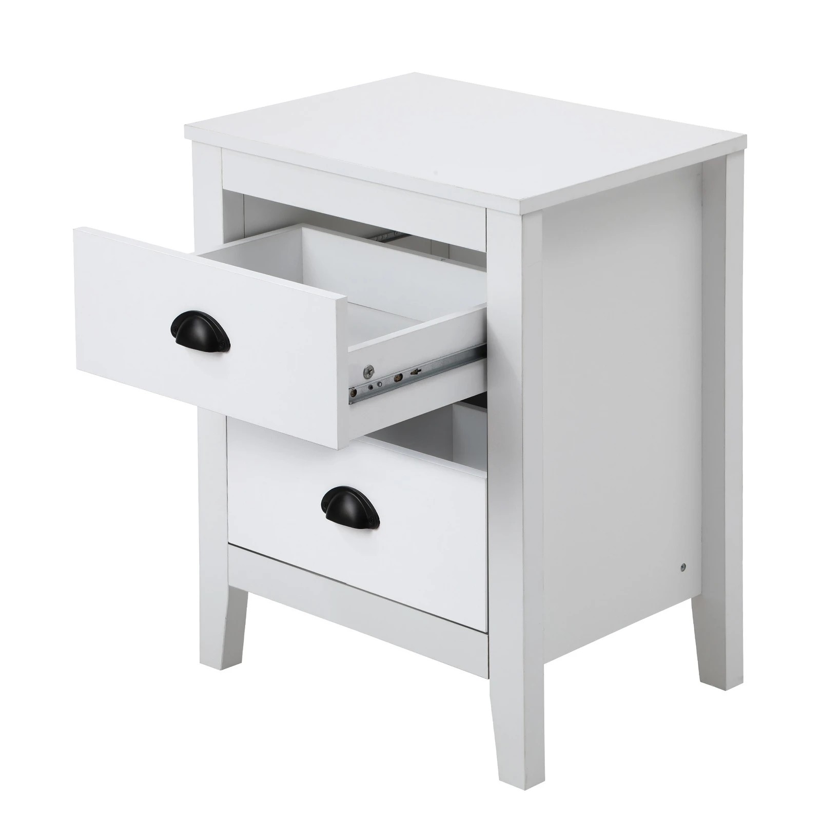 8 Oikiture 2x Bedside Table 2 Drawers Side Tables Nightstand Storage Cabinet - White, 8 of 9