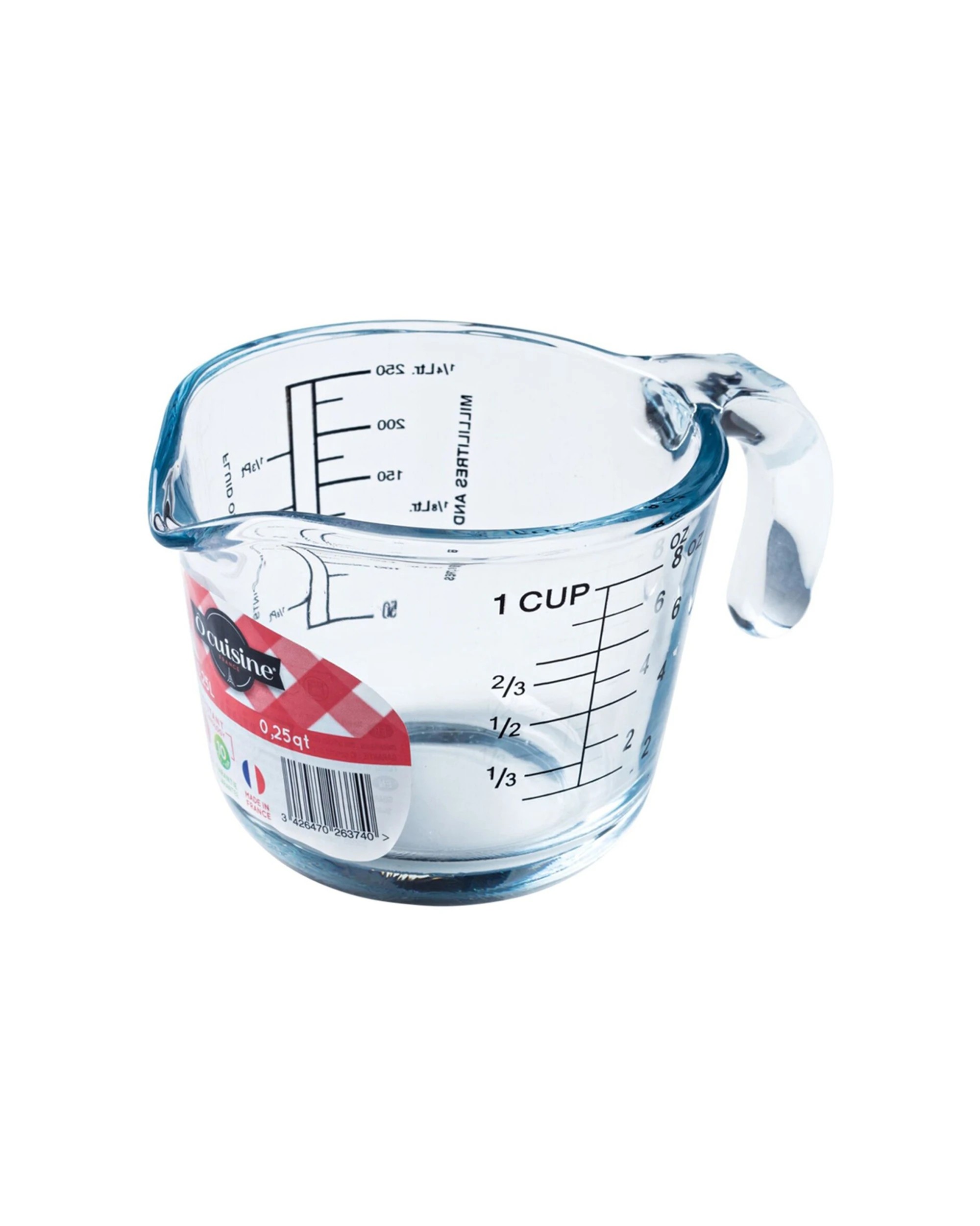 4 Ocuisine 0.25l Glass Measuring Jug With Handle Kitchen Measuring Cup - Plain, 4 of 4
