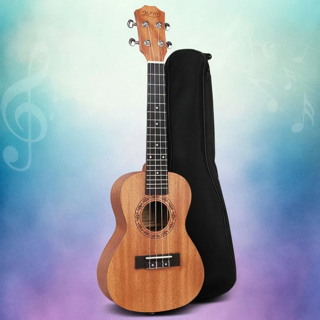 6 Alpha 23" Ukulele Mahogany Concert Beginner Gift w/ Carry Bag - Natural, 6 of 6