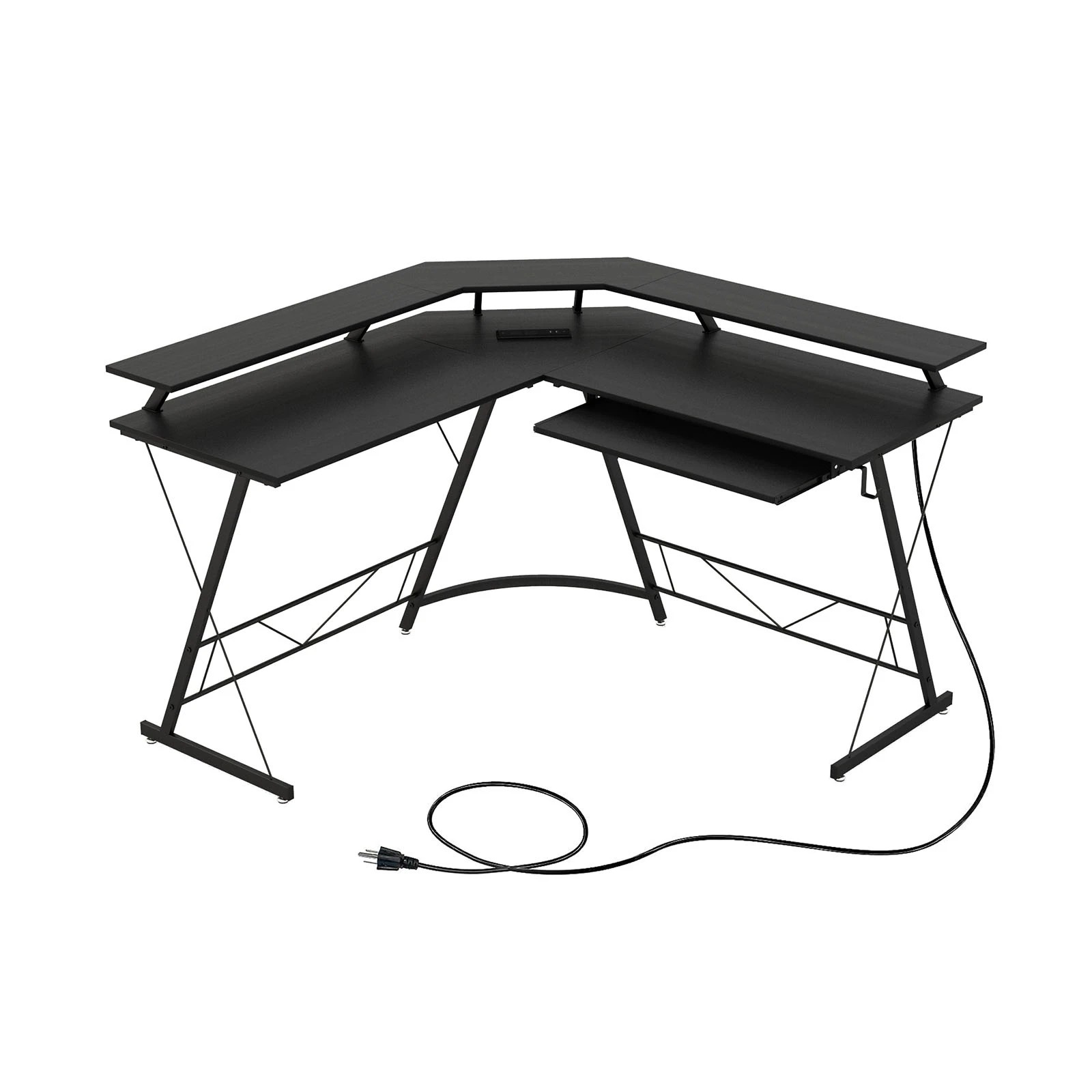 1 Costway L-Shaped Office Computer Desk Reversible Study Writing Table w/Keyboard Tray, 1 of 3
