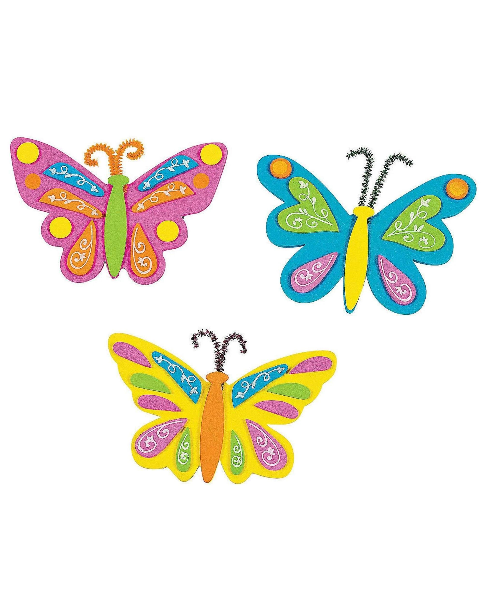 1 Partyrama DIY Foam Butterfly Magnet Craft Kits Pack of 12 - Multi, 1 of 3