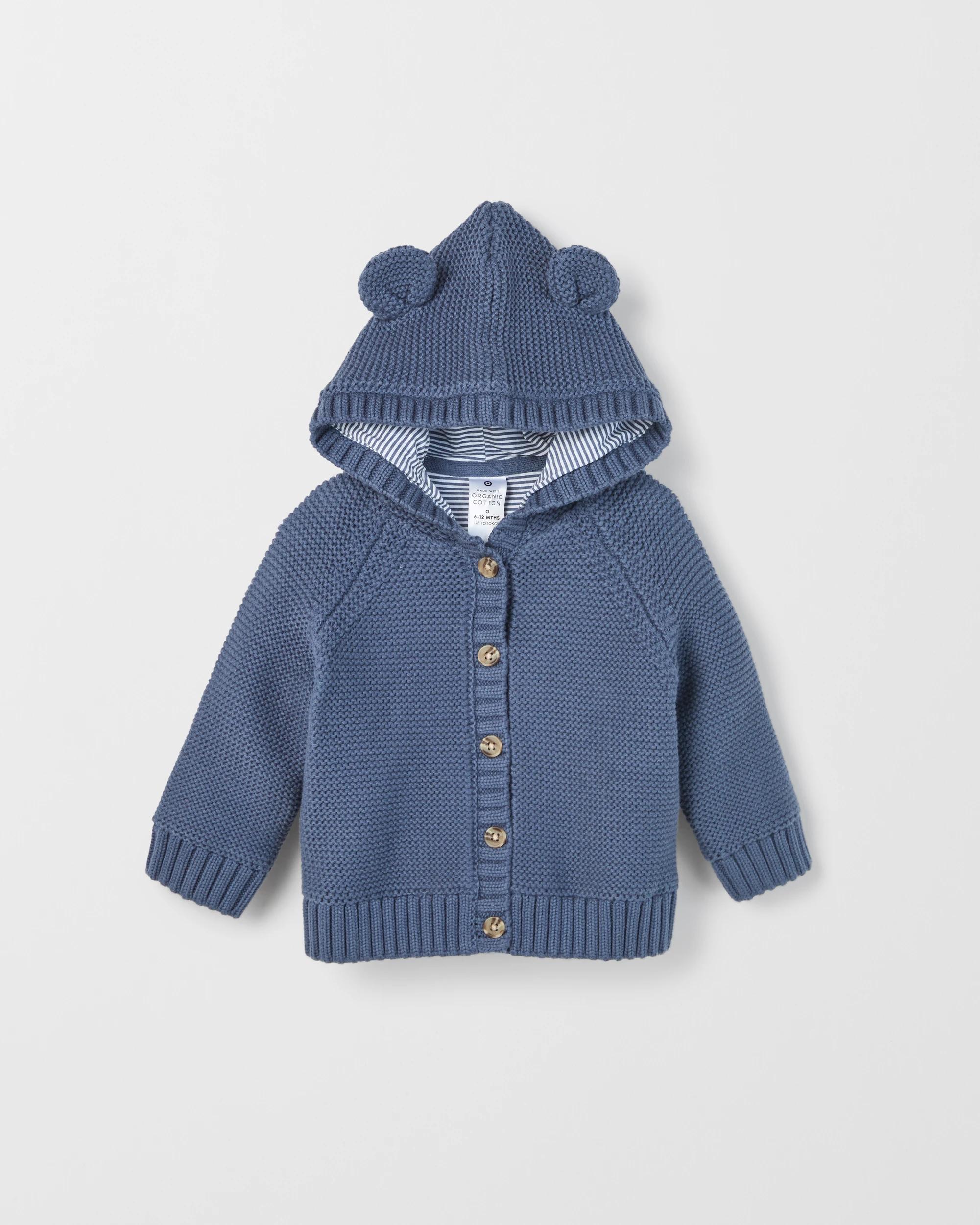 1 Target Baby Baby Organic Cotton Hooded Knit Cardigan VINTAGE INDIGO, 1 of 2