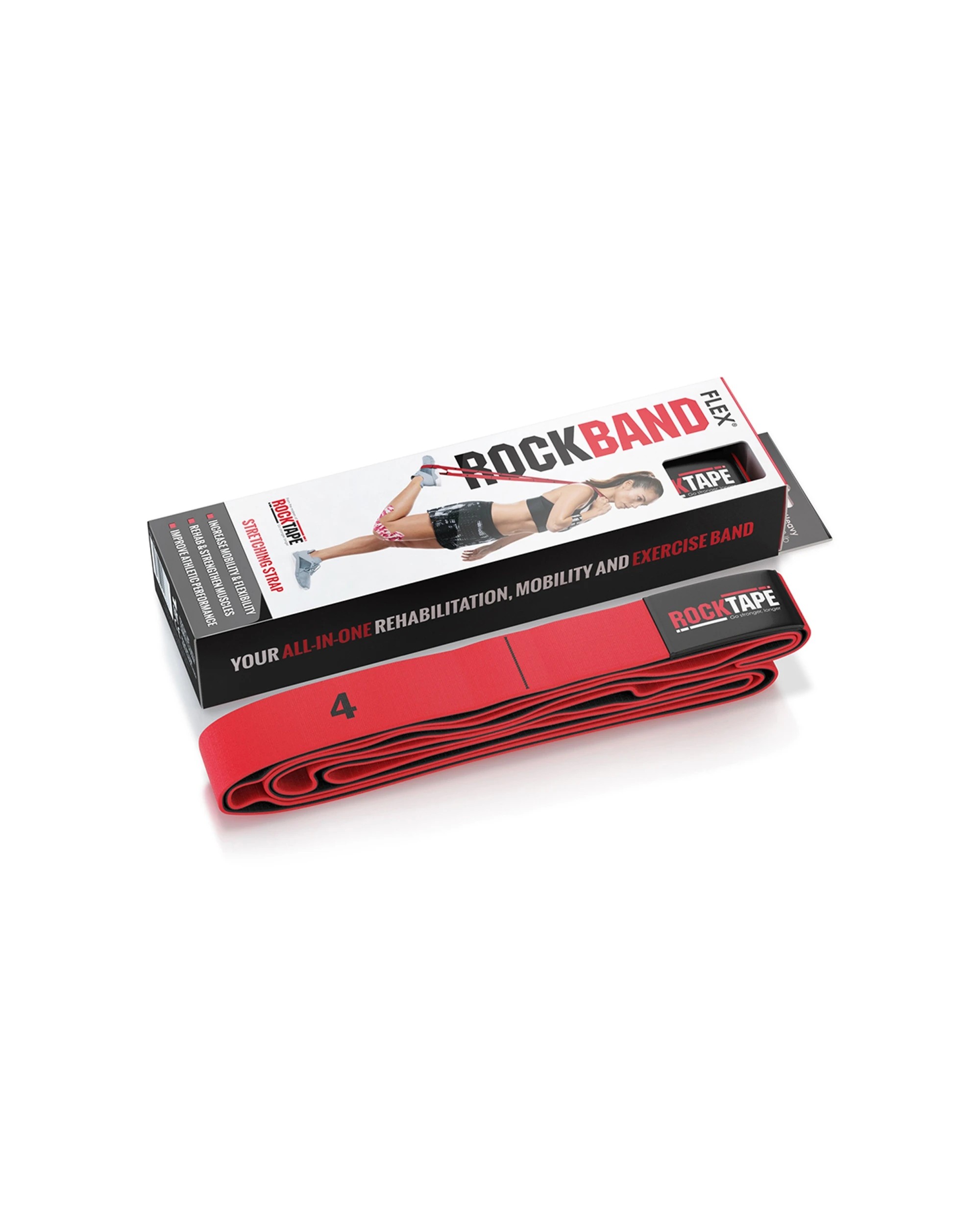 2 RockTape RockBand Flex Heavy 22-28lb Stretching Strap Resistance Band With Loops - Red, 2 of 8