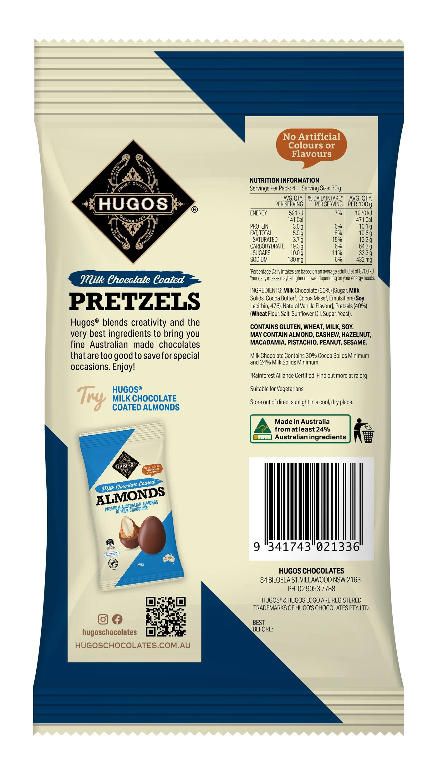 2 Hugos Milk Chocolate Salted Pretzels 120g, 2 of 2