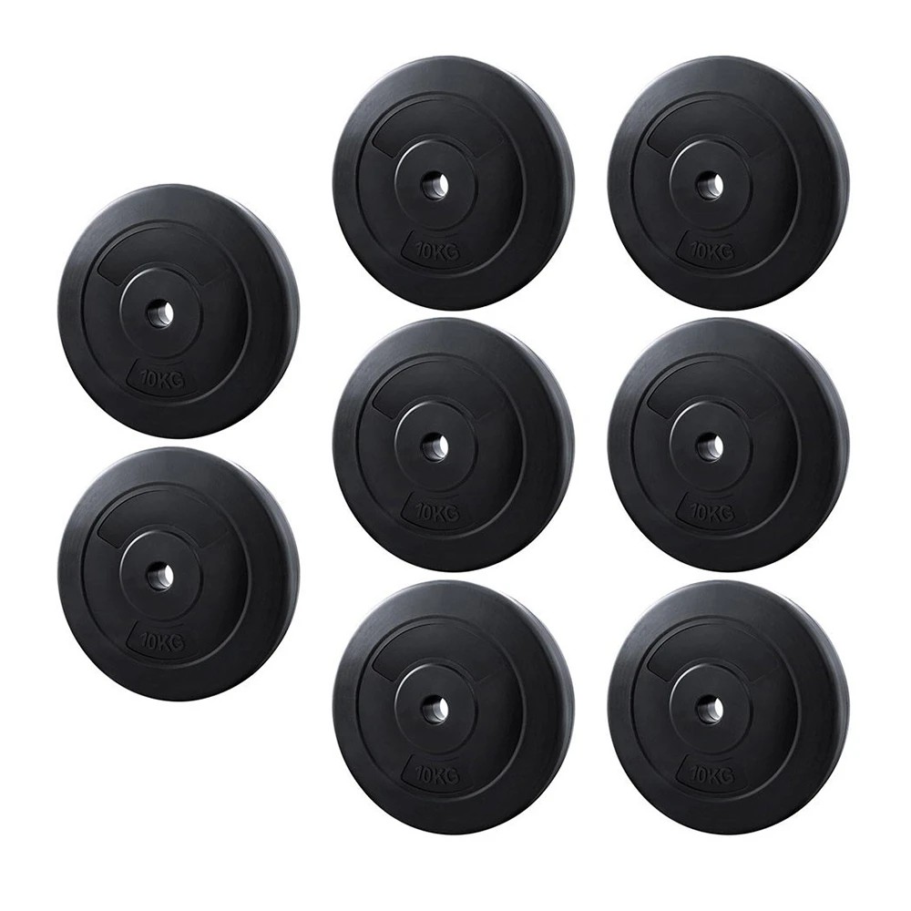 1 Everfit 80kg Barbell Weight Plates Standard Home Gym Press Fitness - Black, 1 of 6