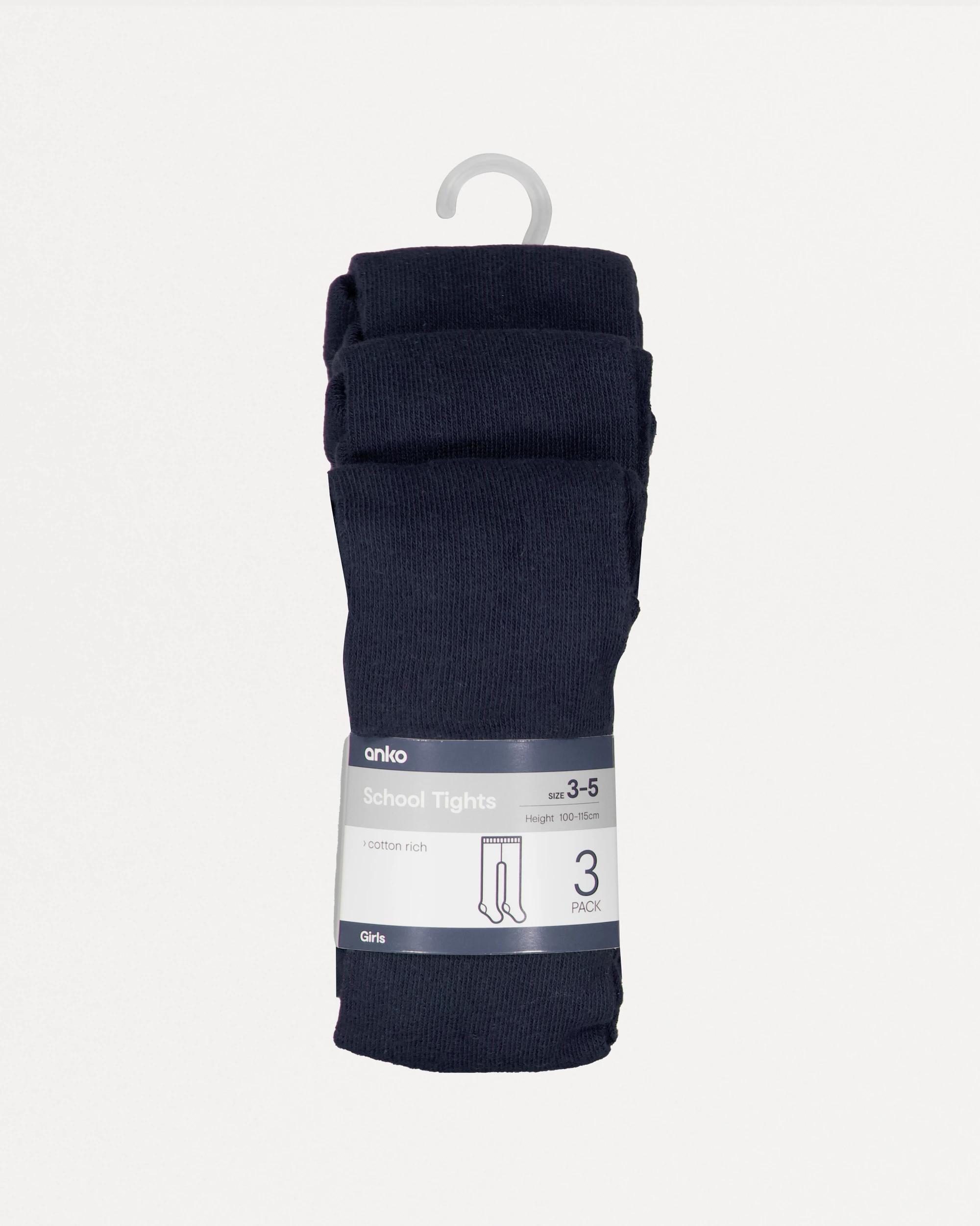 3 3 Pack School Cotton Rich Tights Nvy Sphire, 3 of 3