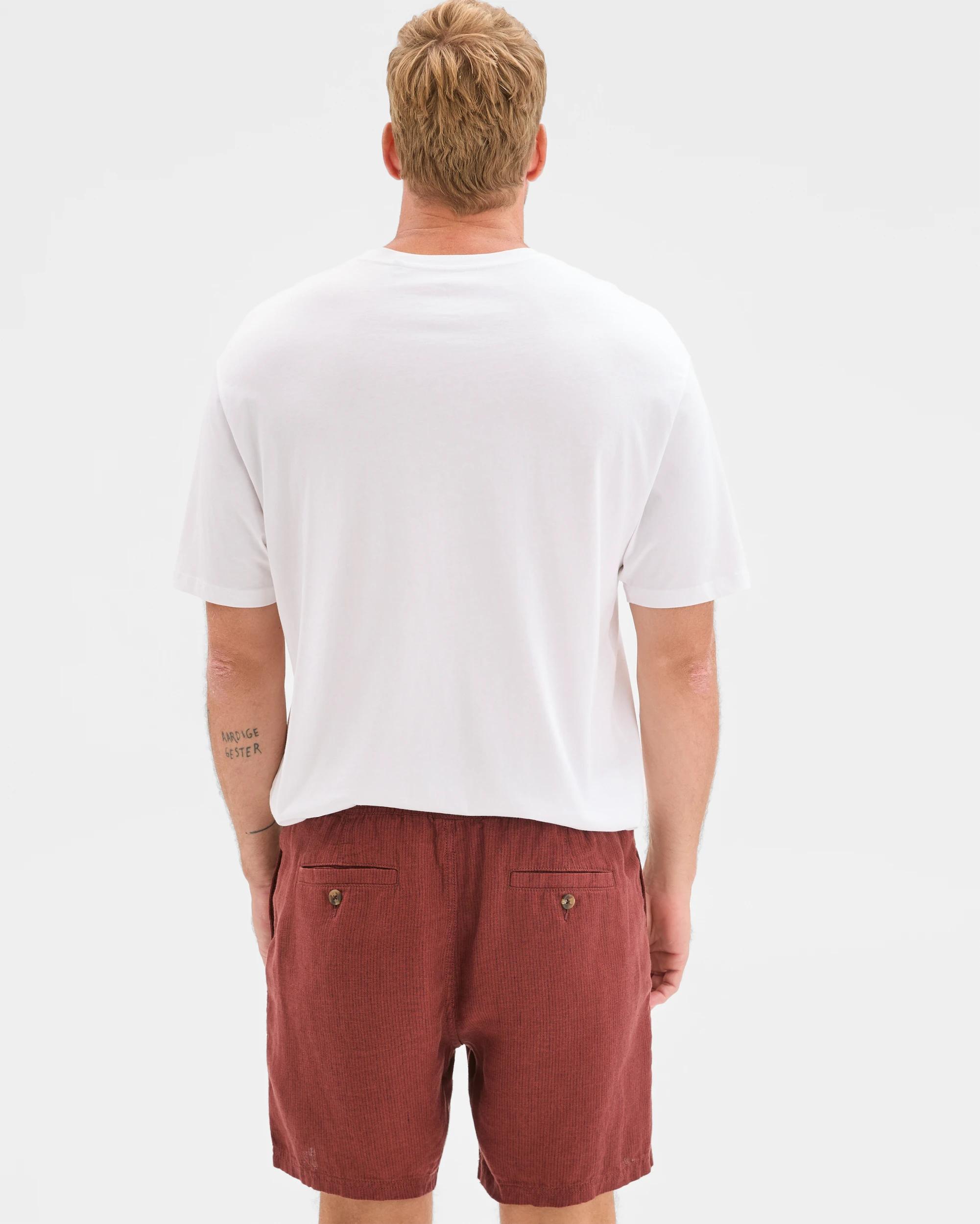 5 Target Man European Linen Stripe Shorts RUST, 5 of 6