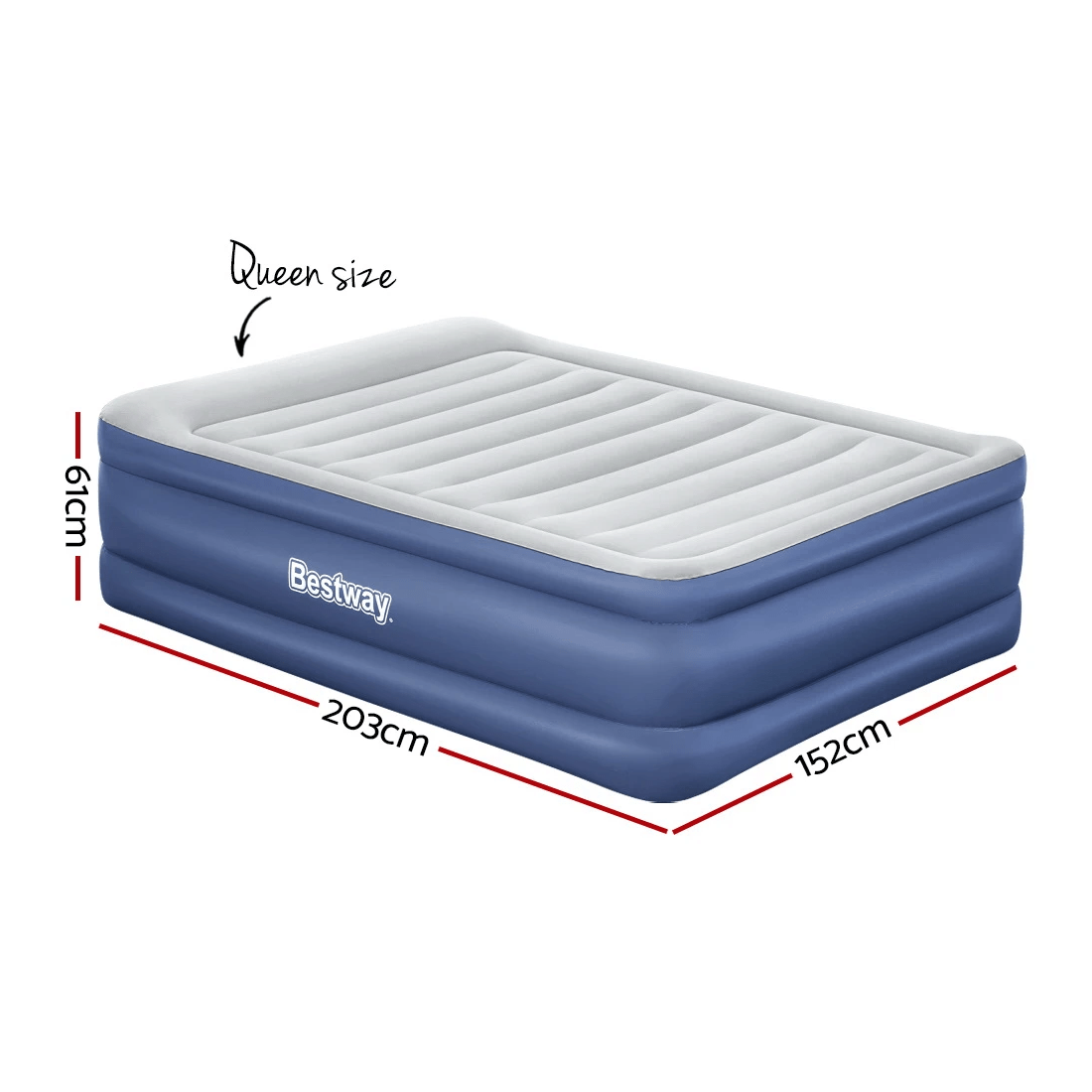 2 Bestway Air Mattress Queen Inflatable Bed 61cm Airbed - Blue, 2 of 2