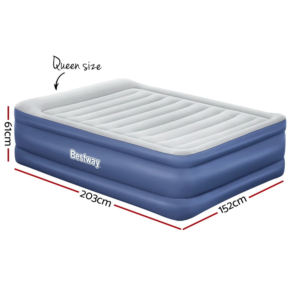 2 Bestway Air Mattress Queen Inflatable Bed 61cm Airbed - Queen Bed - Blue, 2 of 7