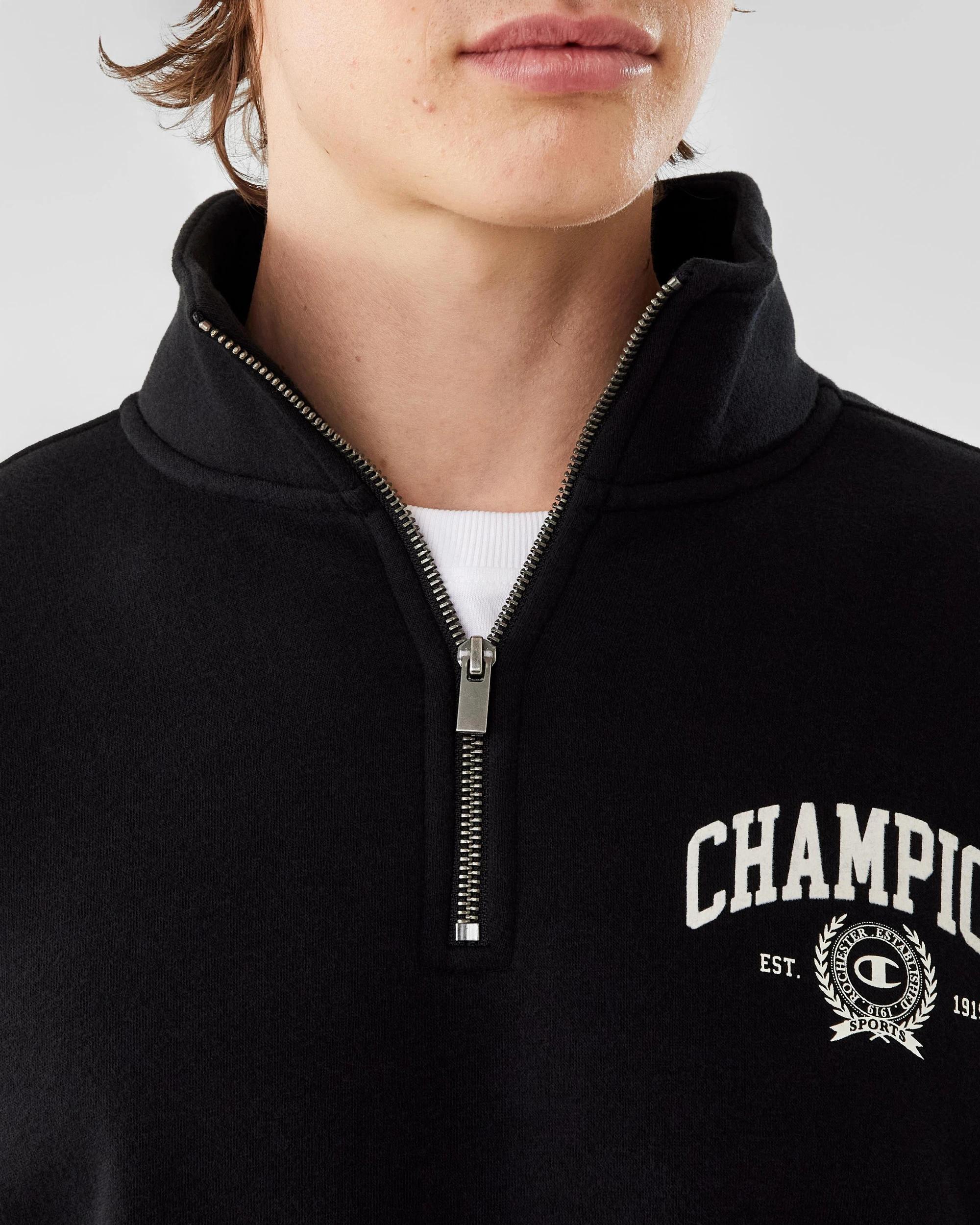 6 Champion Varsity Mens Quarter Zip Sweatshirt Black, 6 of 8
