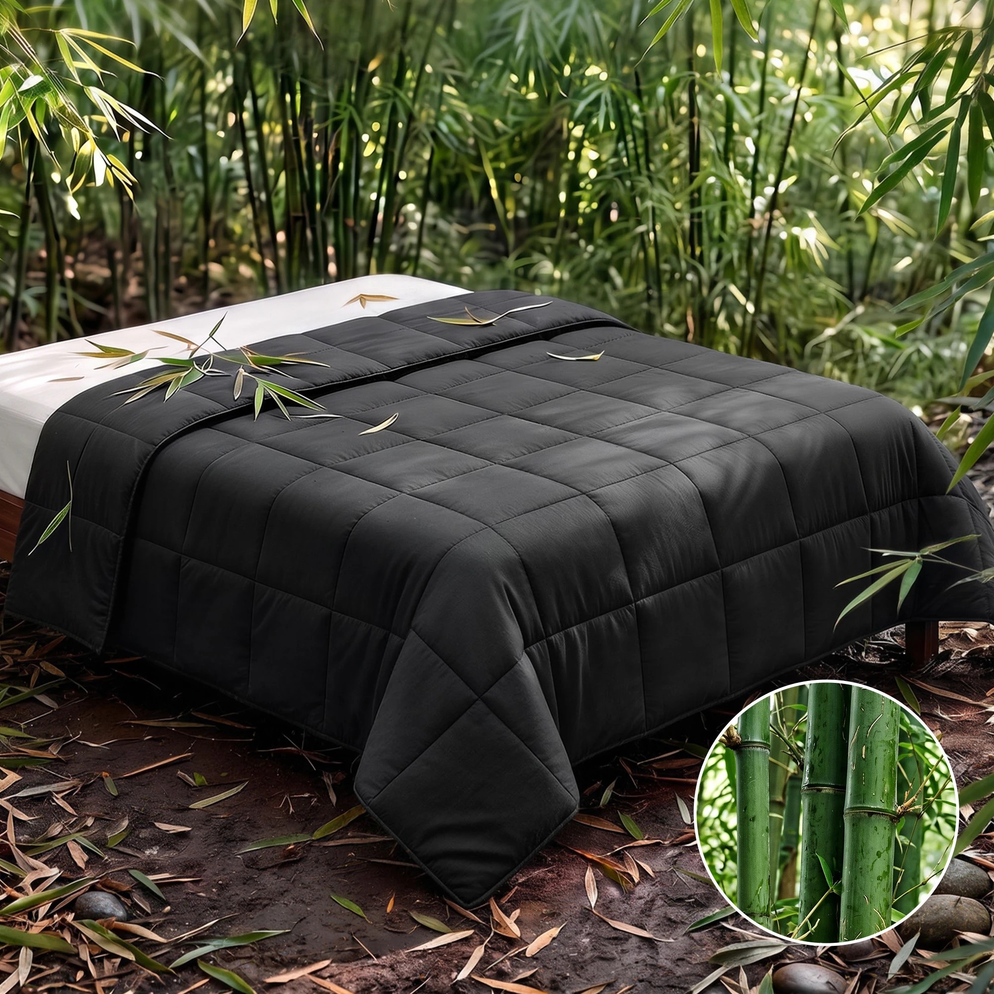 5 Giselle Bedding 200GSM Bamboo Microfibre Quilt Lightweight All Season Doona Duvet - Queen Bed - Black, 5 of 9