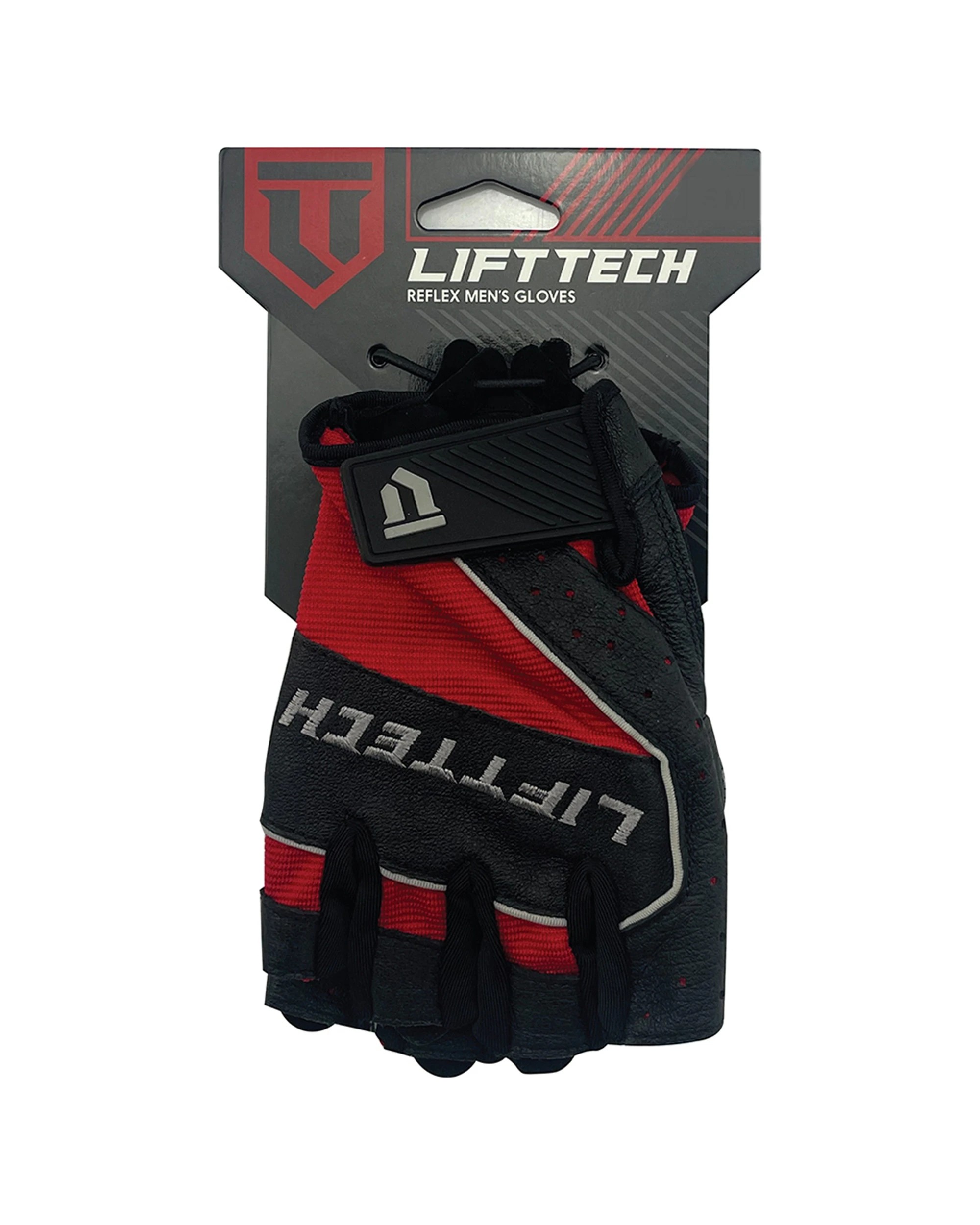 1 Lifttech Fitness Mens Half-Finger Reflex Lifting Gloves Medium Leather Palm - Black, 1 of 1
