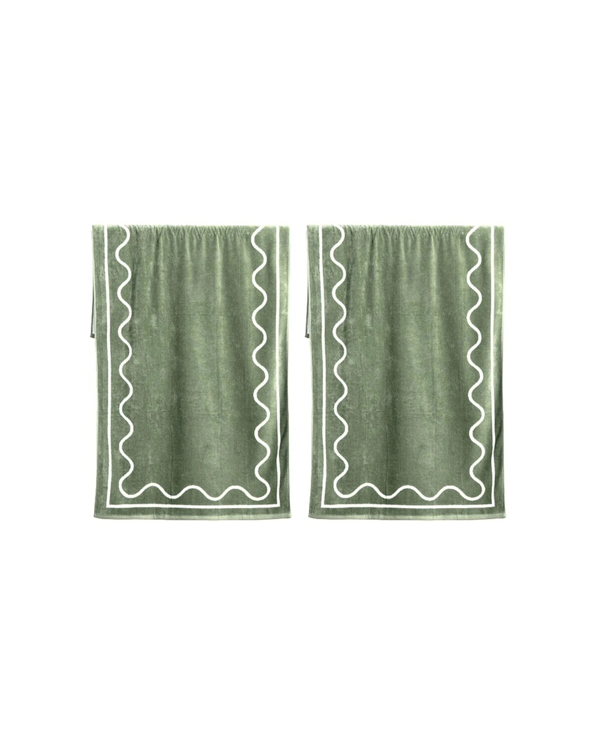1 Canningvale Sorrentina Cotton Velour Beach Towel 2PK Verde - Green, 1 of 4