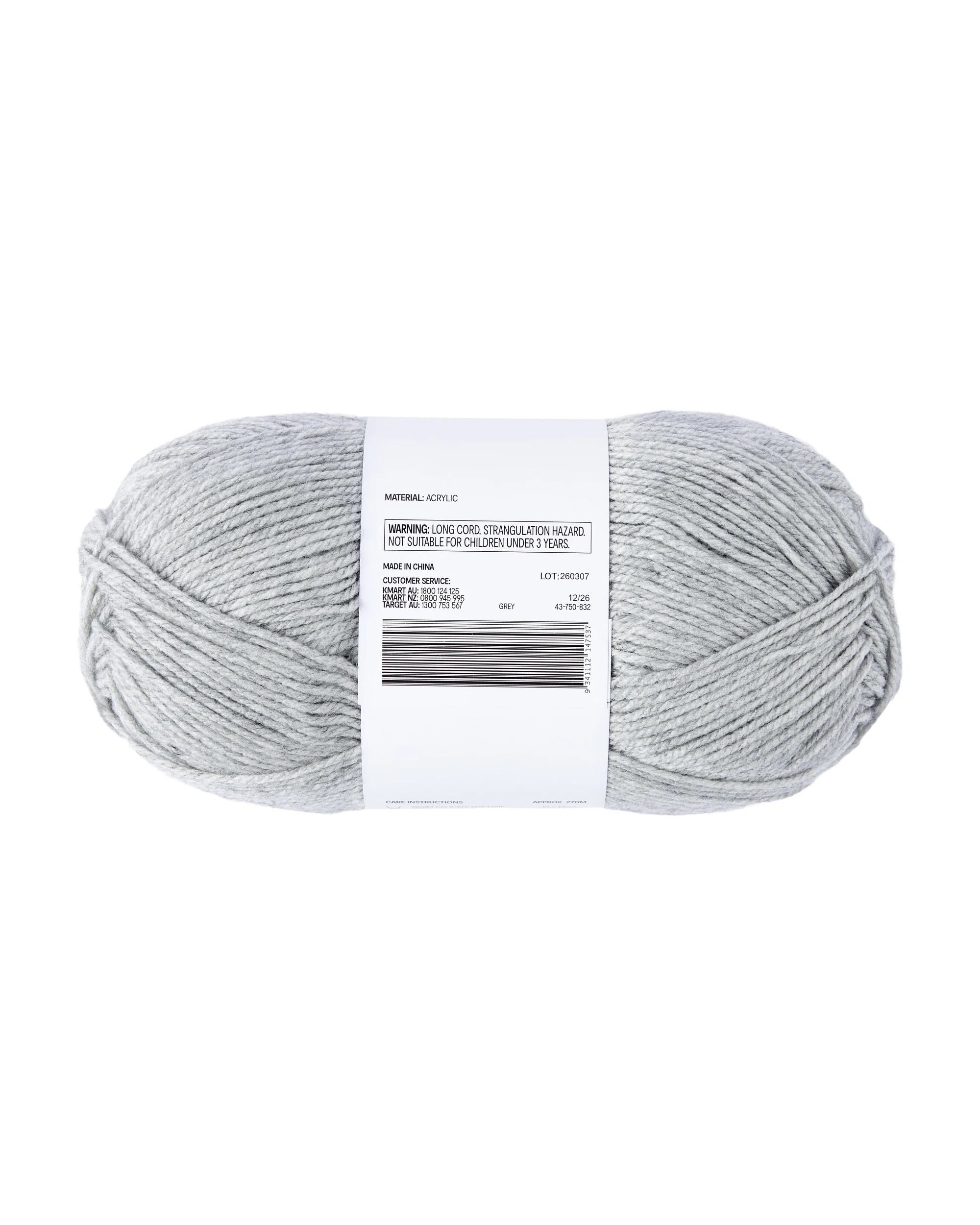 4 8 Ply Acrylic Yarn 100g - Grey, 4 of 4