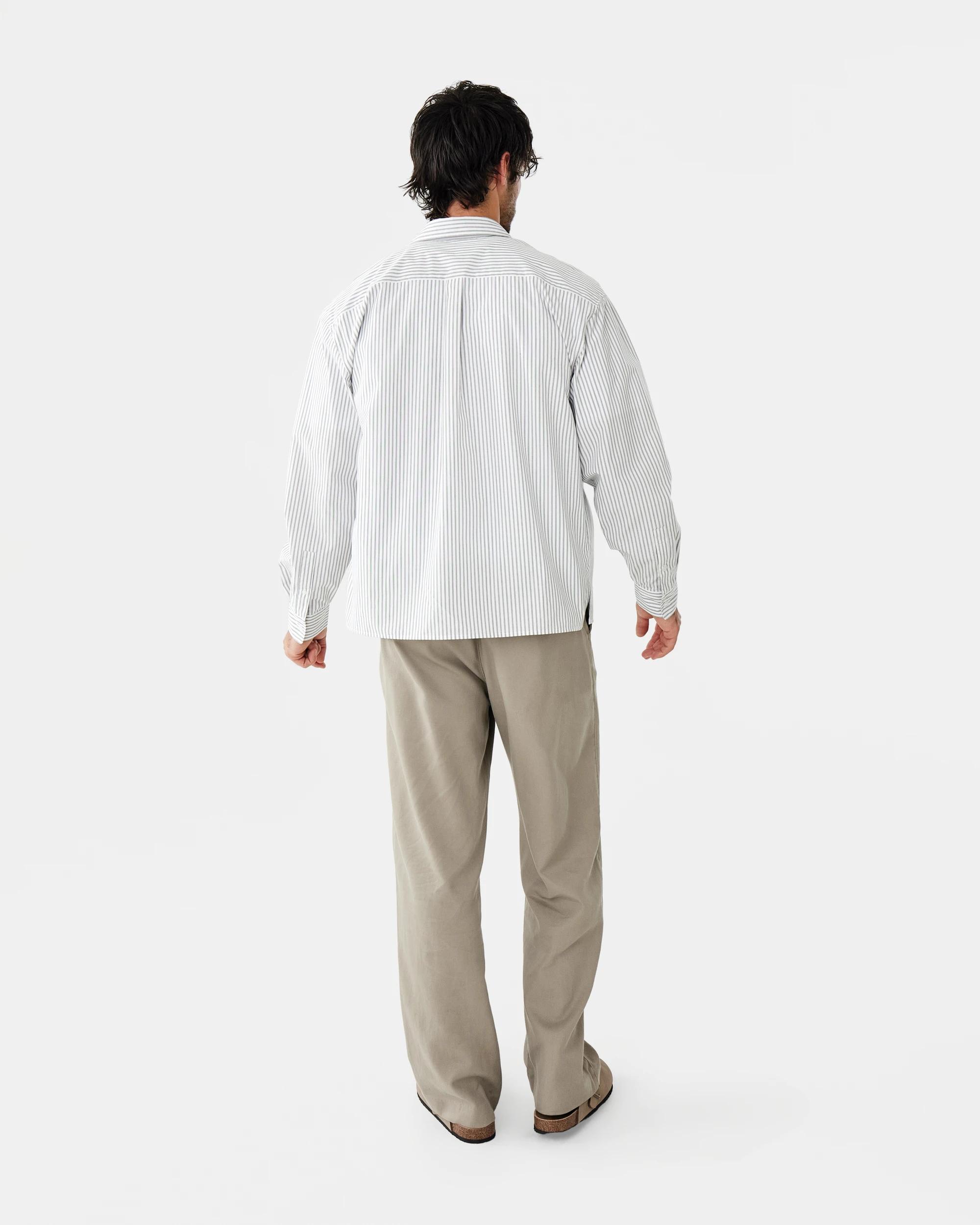 5 Long Sleeve Relaxed Poplin Shirt Wht Stripe, 5 of 9
