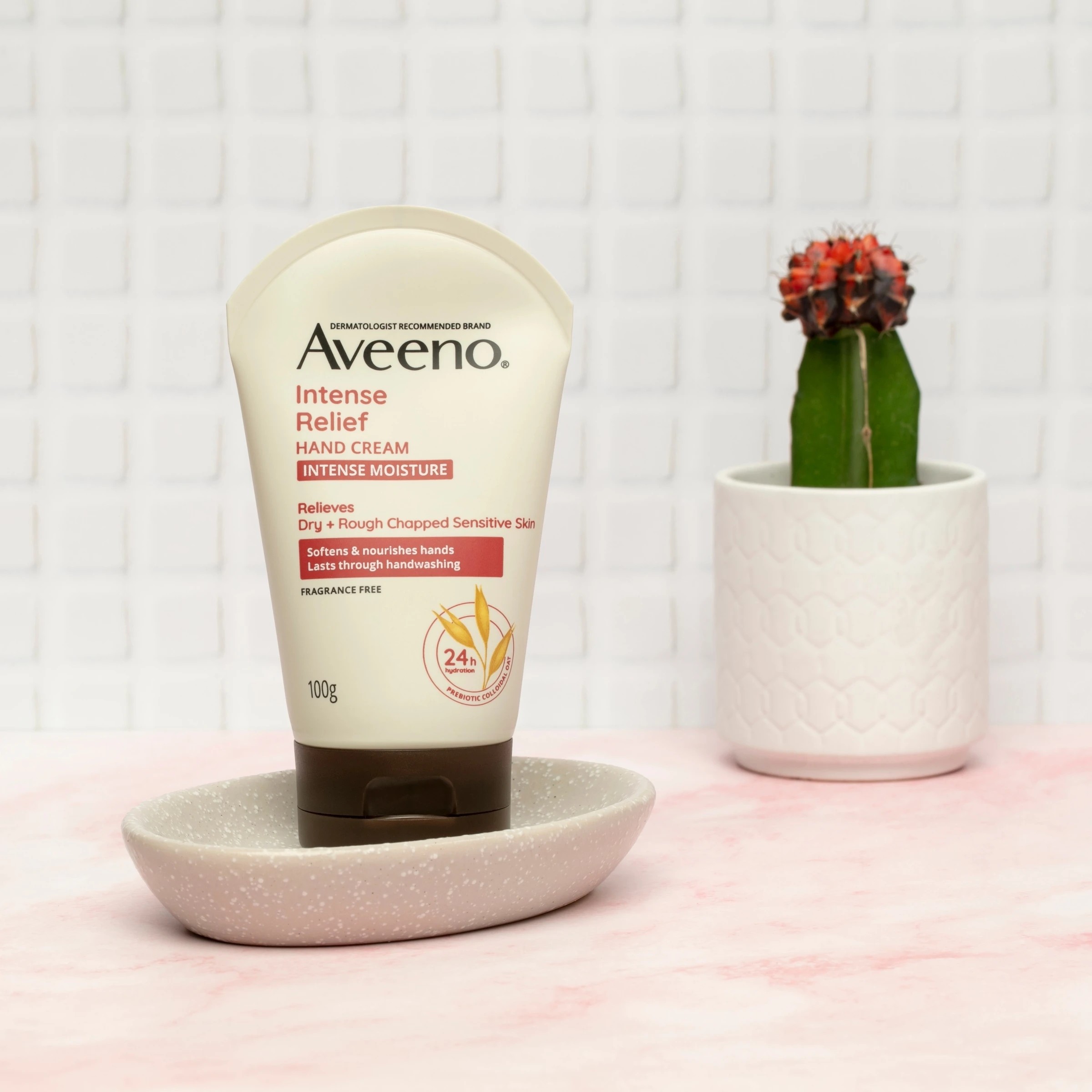 3 Aveeno Active Naturals Intense Relief Hand Cream 100g - Prebiotic Colloidal Oatmeal, 3 of 5