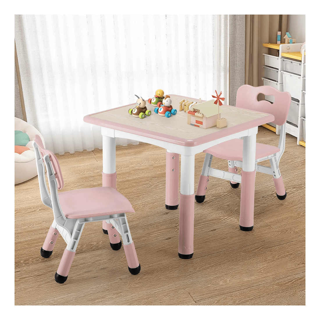 3 PlayPals Kids Table Chairs Set Height Adjustable Toddler Graffiti Desktop - Pink, 3 of 4