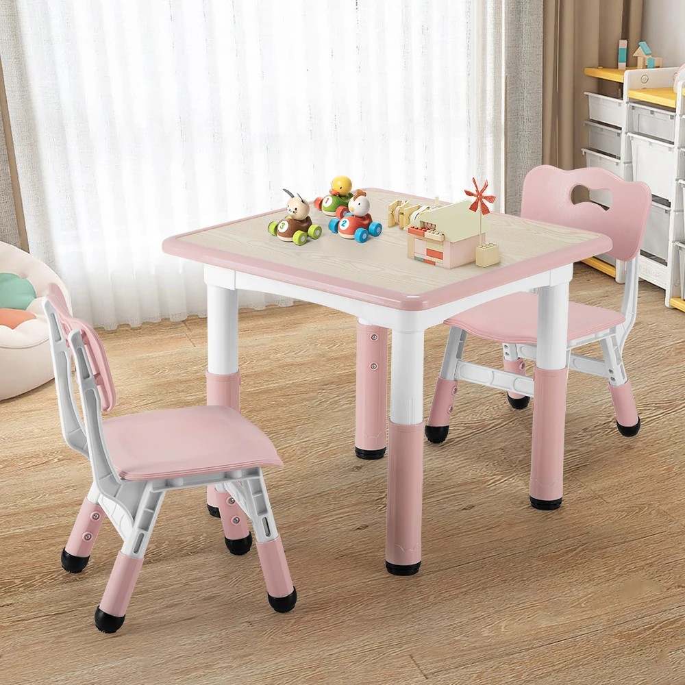 3 PlayPals Kids Table Chairs Set Height Adjustable Toddler Graffiti Desktop - Pink, 3 of 4