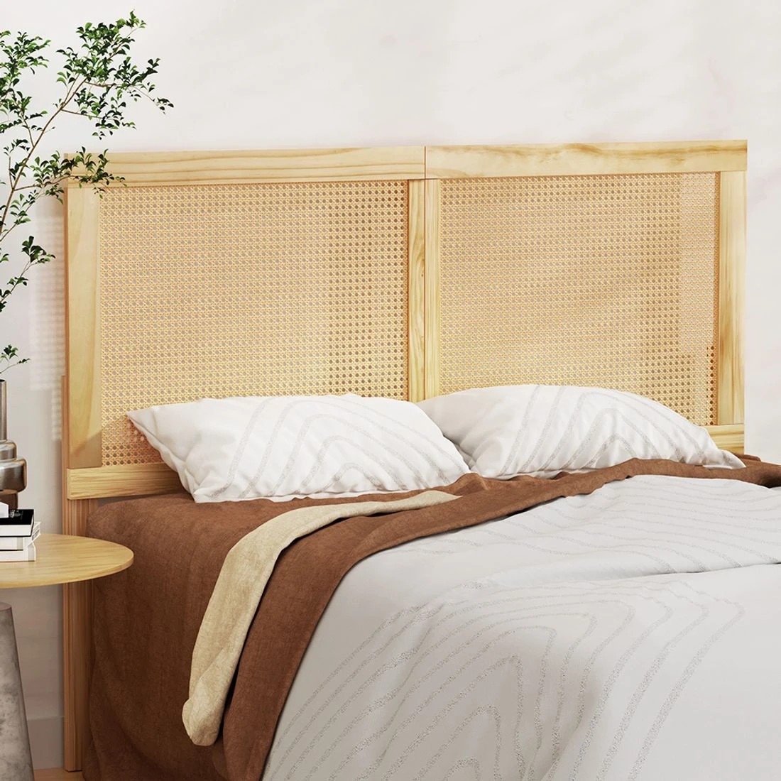 3 Artiss Bed Head Headboard Double Rattan
 - brown, 3 of 6