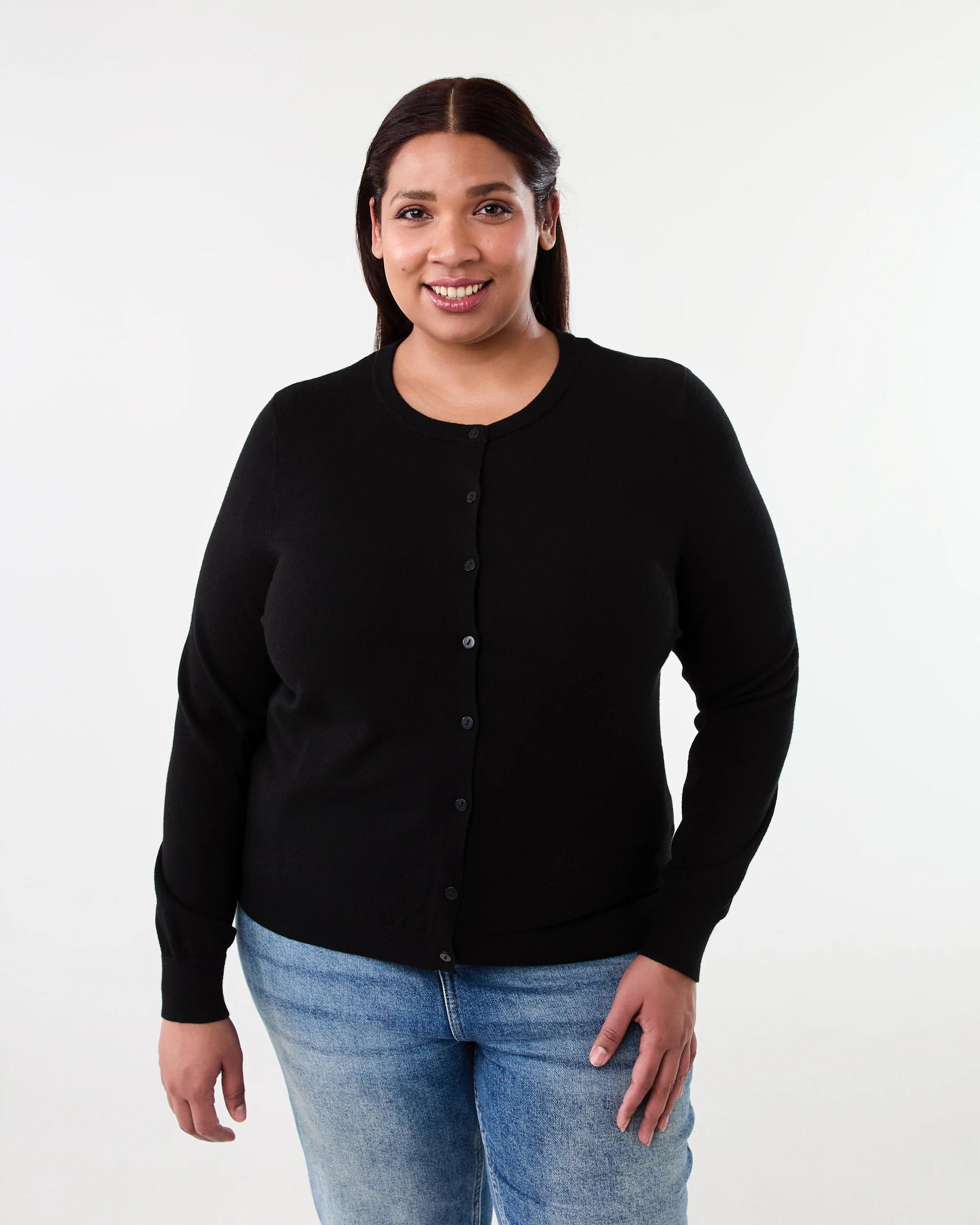 1 Curve Lightweight Button Cardigan Black, 1 of 6