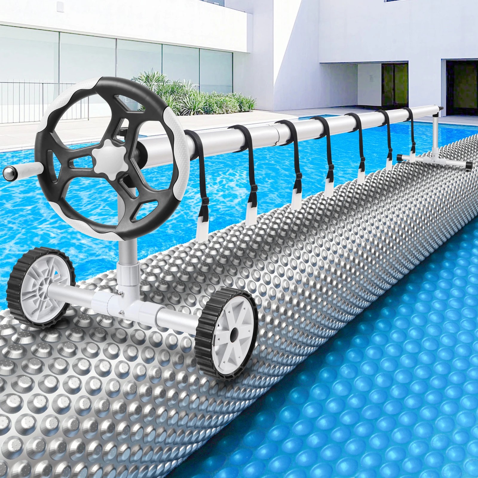 2 Alfordson Pool Cover 500 Micron 6.5X3M Solar Blanket Swimming 6M Roller - Silver, 2 of 9