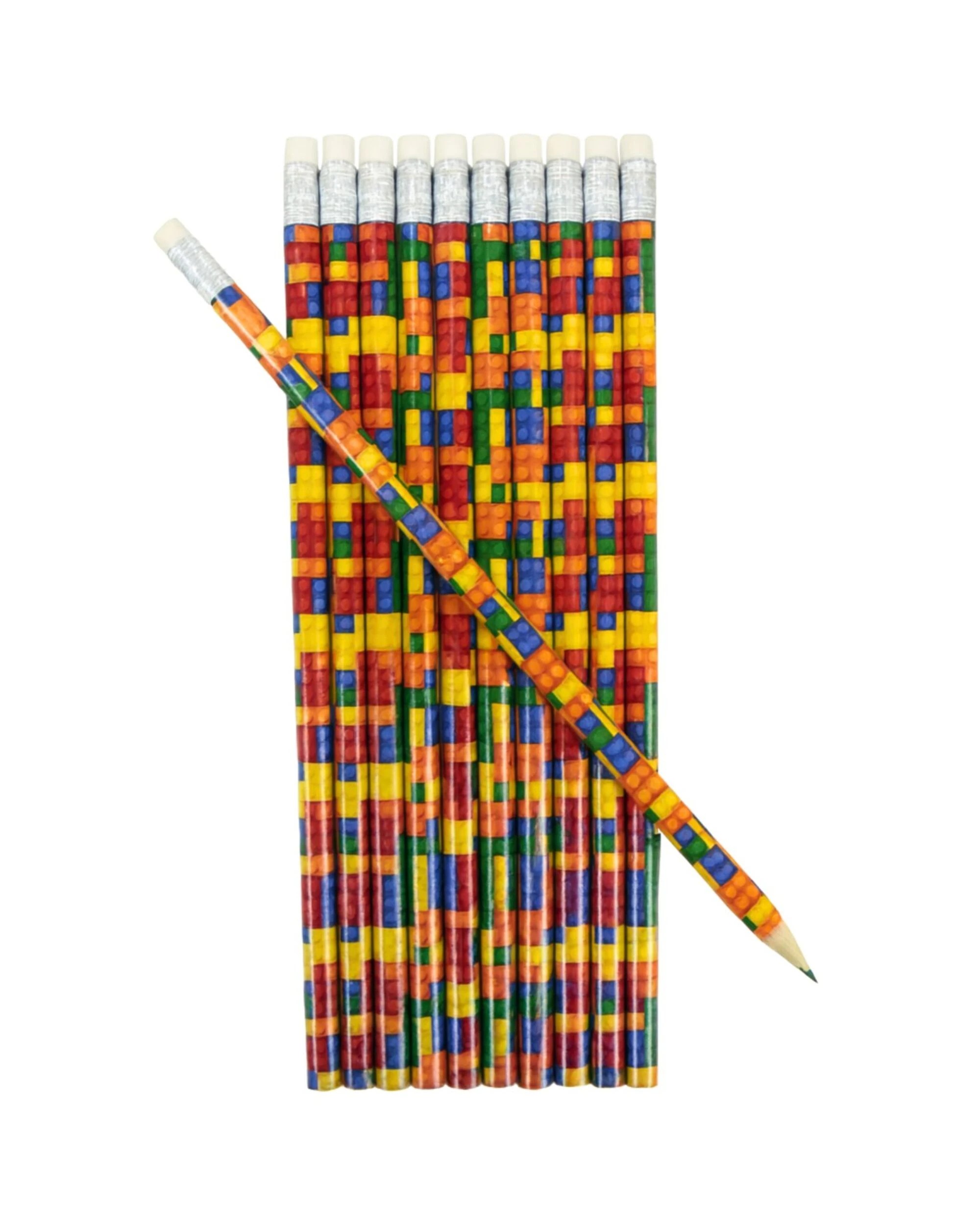 1 Party Maker Building Block Pencils Pack of 12 - Assorted, 1 of 1