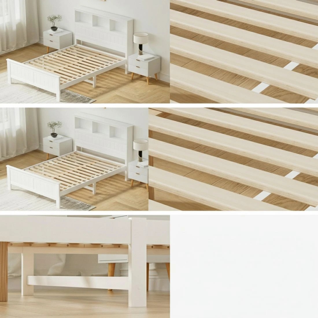 6 Artiss Bed Frame en with 3 Shelves Bed Head - Double Bed - White, 6 of 7