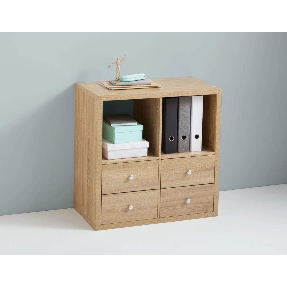 2 Horsen Cube Insert With 2 Drawers Oak Home Storage Containers, 2 of 5