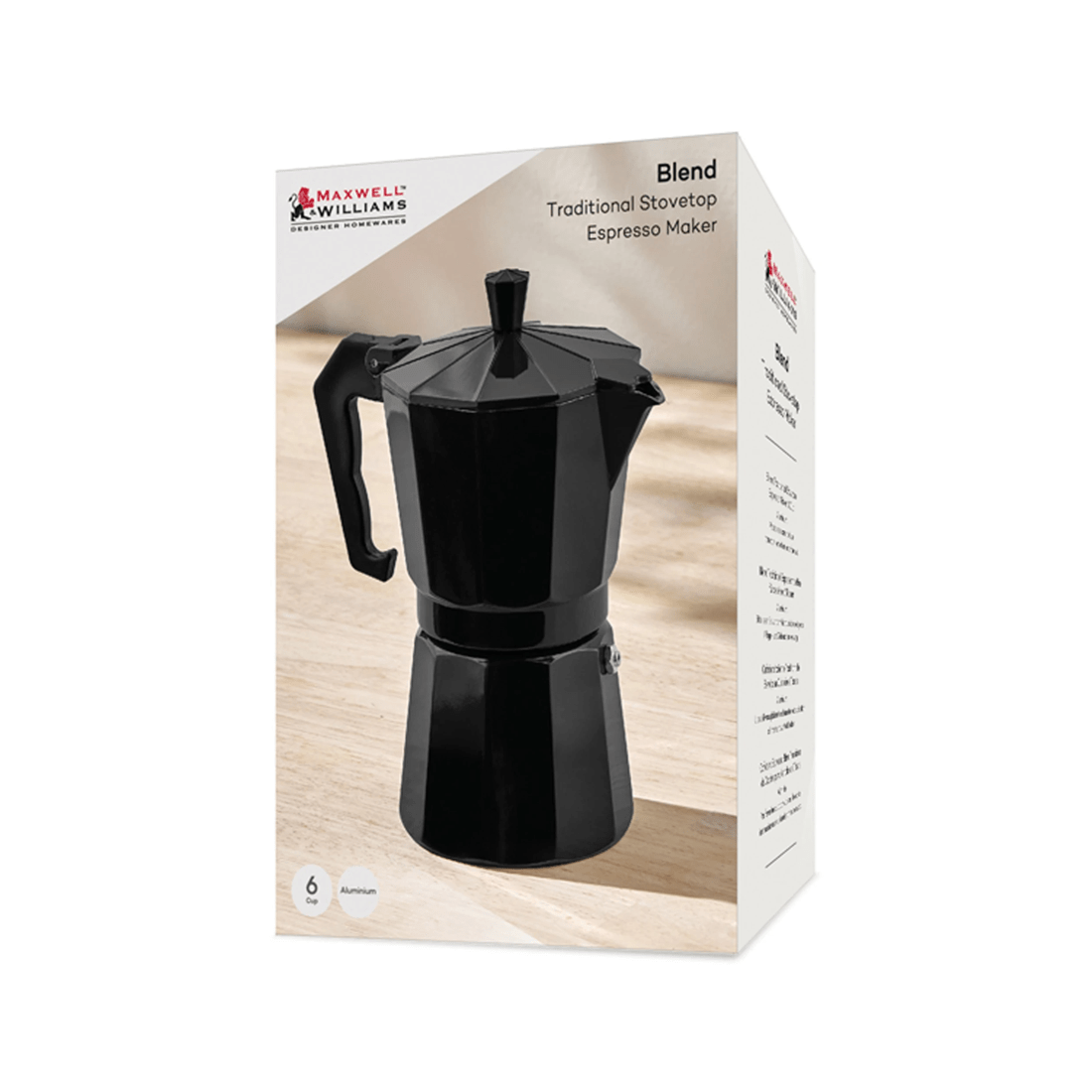 4 Maxwell & Williams Blend Traditional Stovetop Espresso Maker 6 Cup Metal
 - Black, 4 of 4