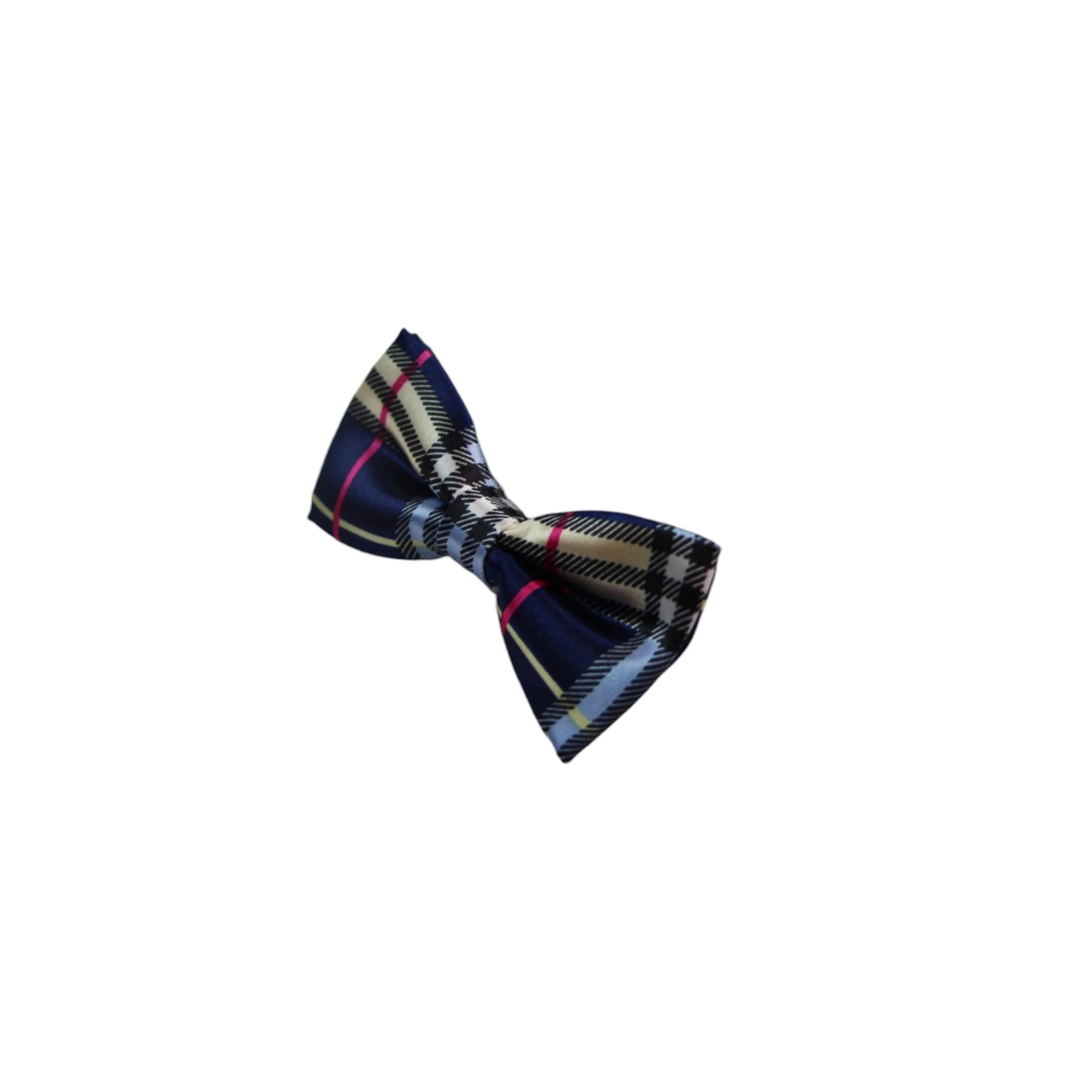 4 Zasel Boys Navy, Black, Gold & Pink Plaid Patterned Bow Tie - Multi, 4 of 4