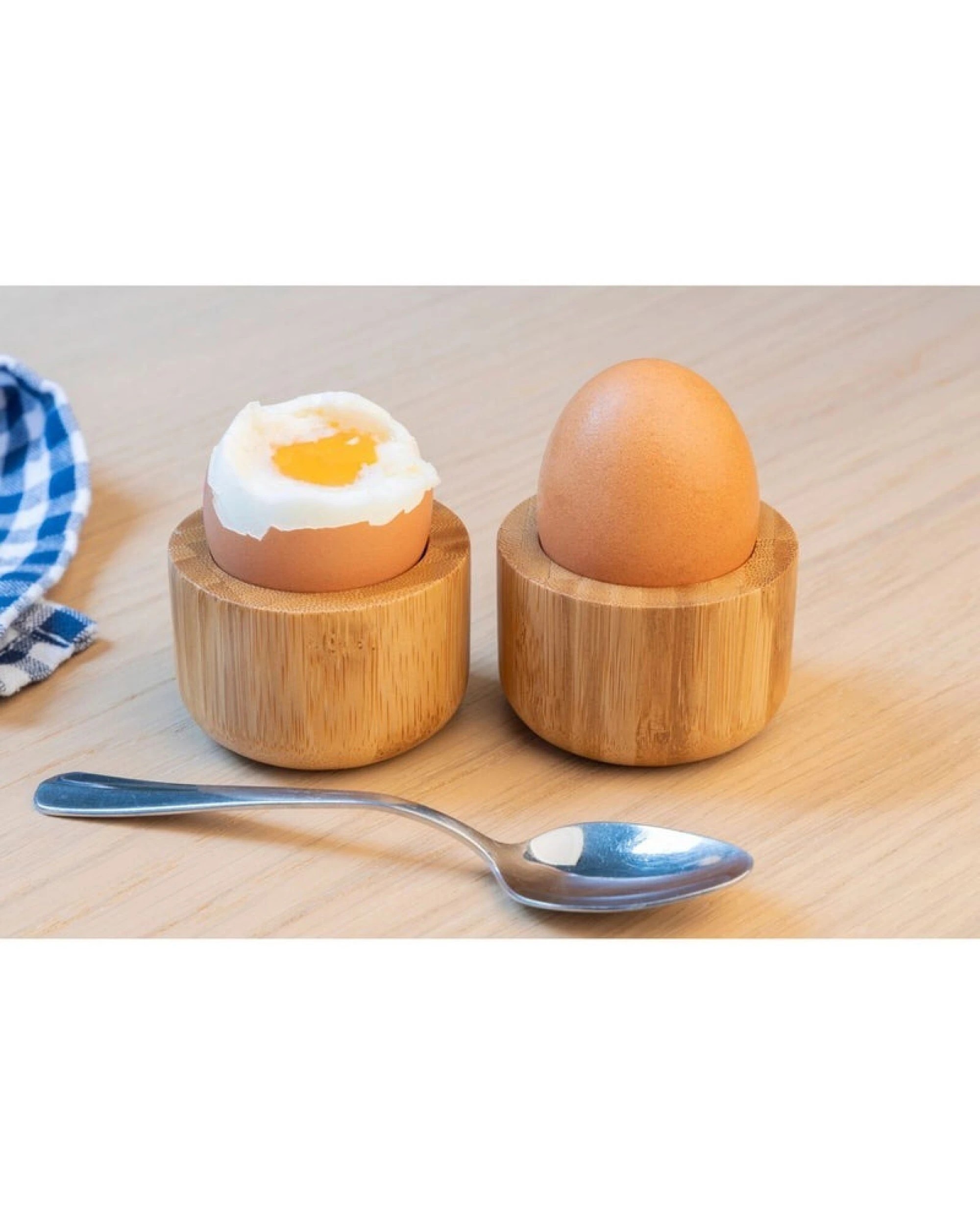 3 Euroline 2pc 5cm Bamboo Boiled Egg Cups Holder/Stand Kitchen Tableware NTRL, 3 of 3