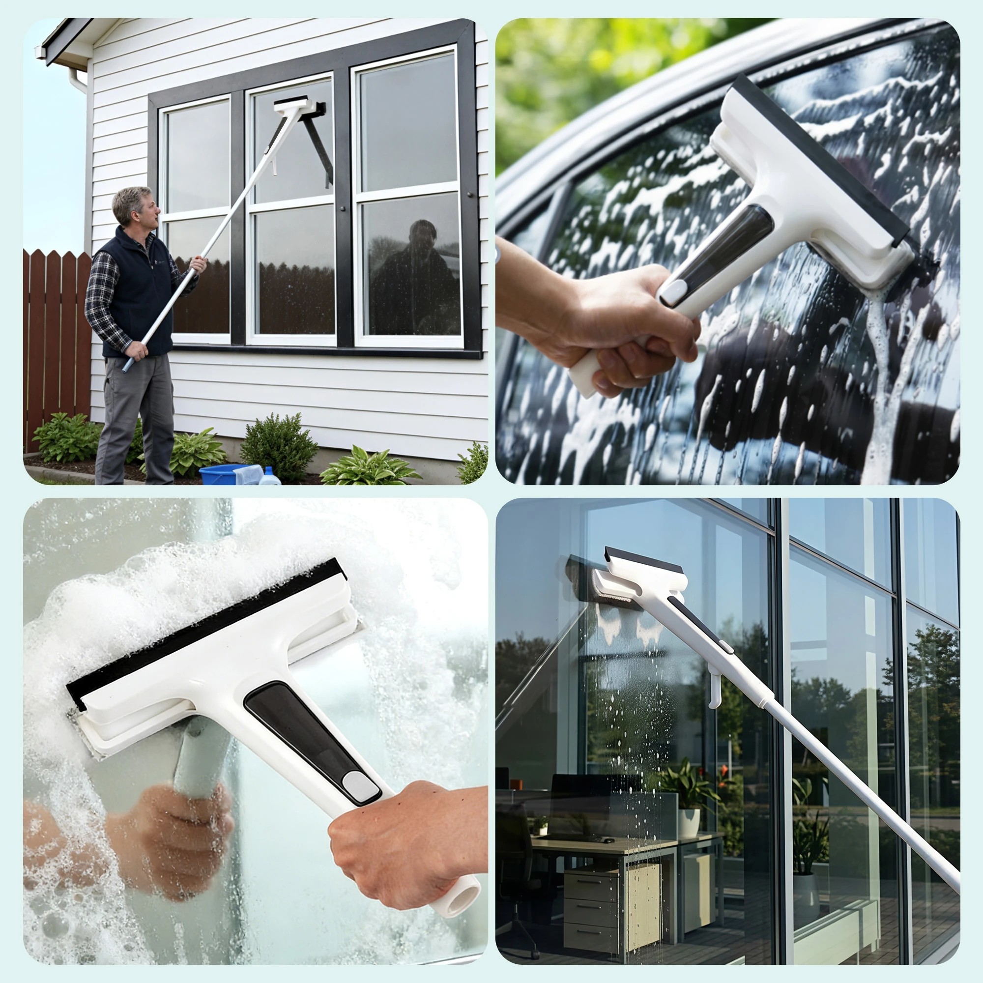 Giantz Window Cleaner Mirror Car, Spray Scrub Squeegee 136cm Extendable ...