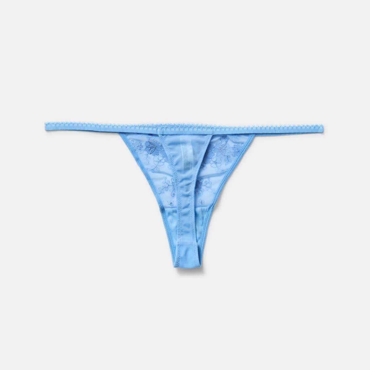 5 Co-ordinated Embroidered Mesh G-String Briefs Scenic Blu, 5 of 6