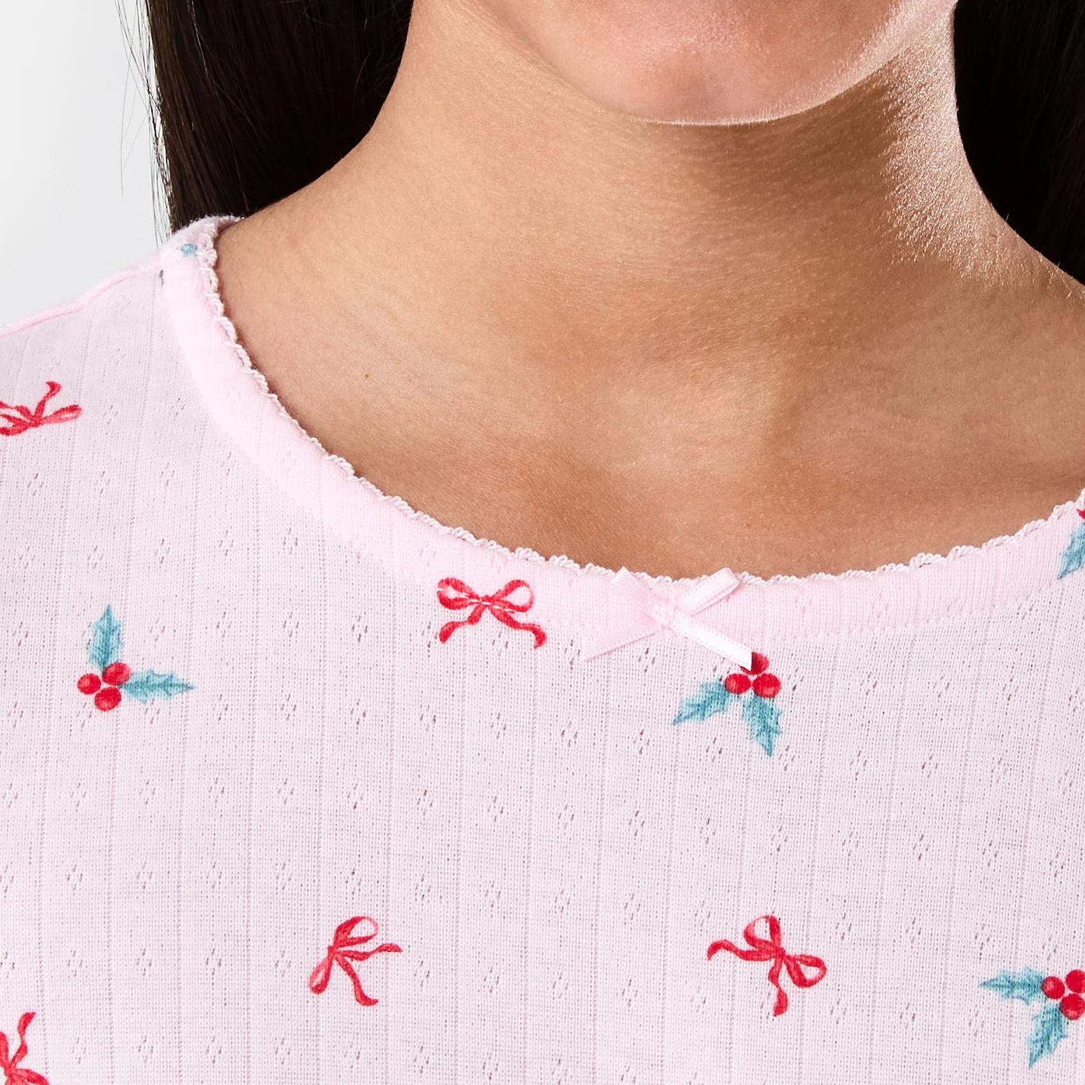4 Christmas Pointelle Pyjama Set PINK XMAS, 4 of 7