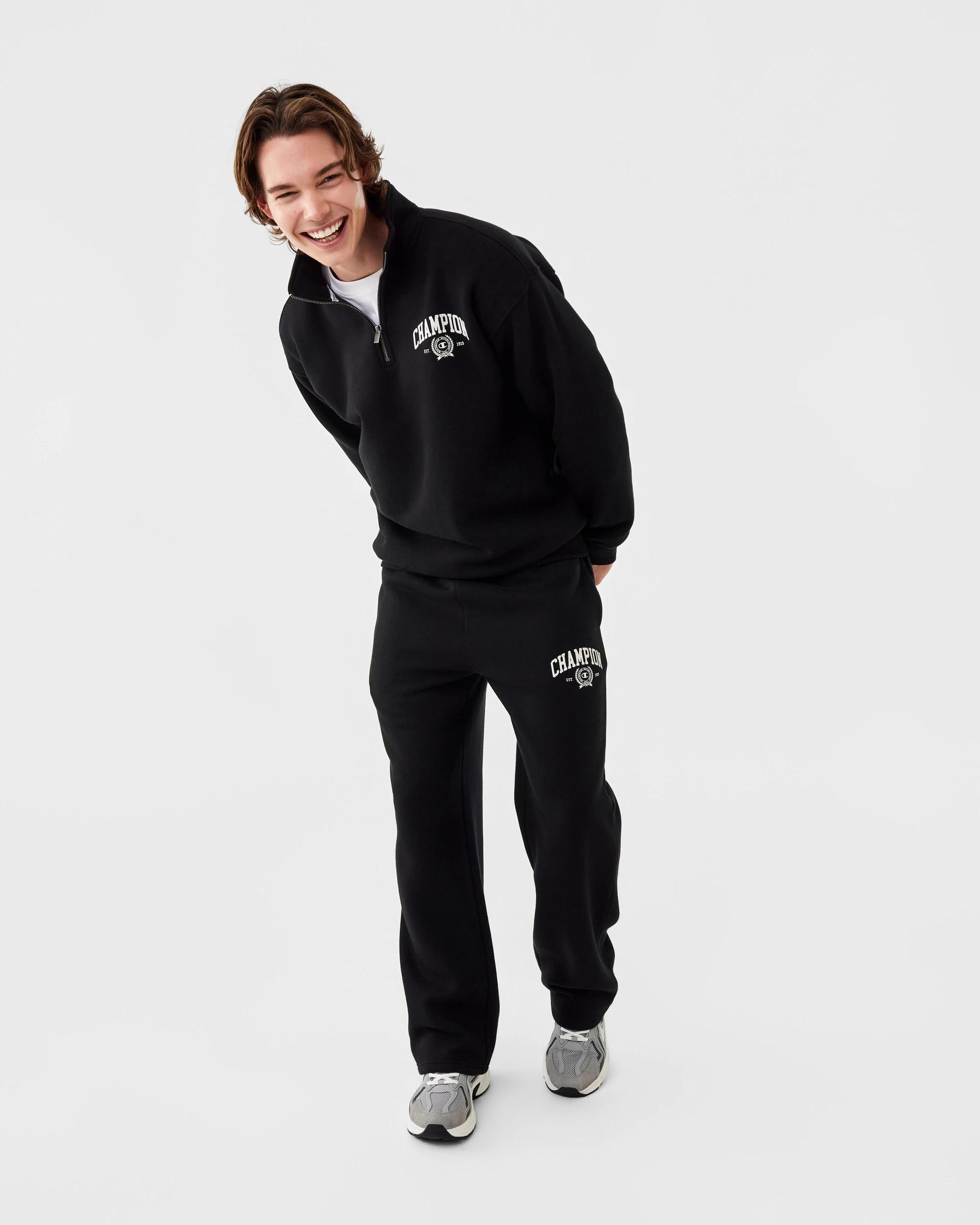 2 Champion Varsity Mens Quarter Zip Sweatshirt Black, 2 of 8